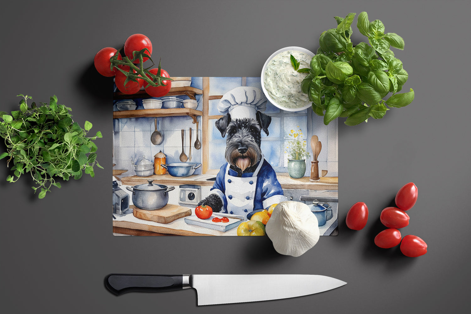 Buy this Kerry Blue Terrier The Chef Glass Cutting Board