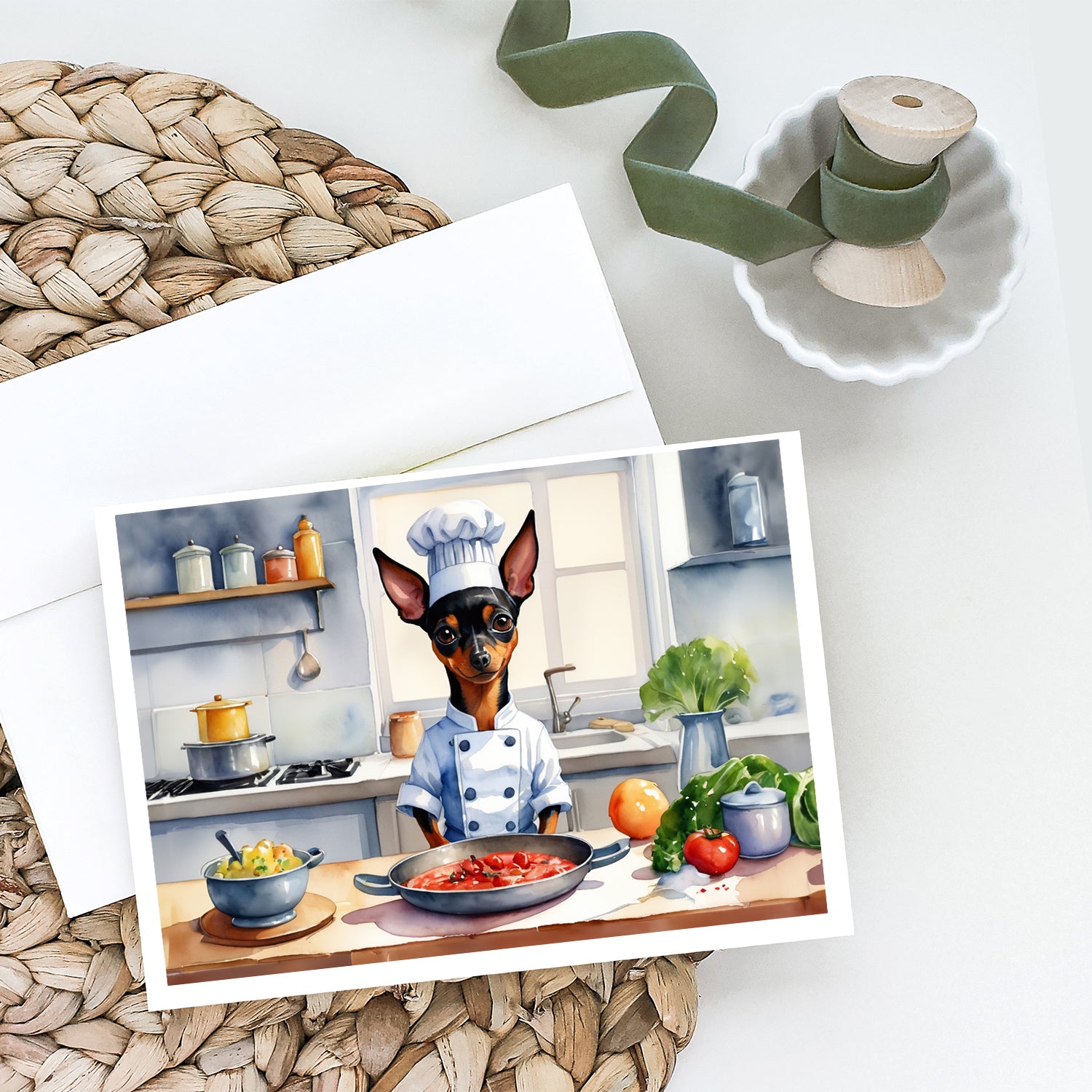 Buy this Miniature Pinscher The Chef Greeting Cards Pack of 8