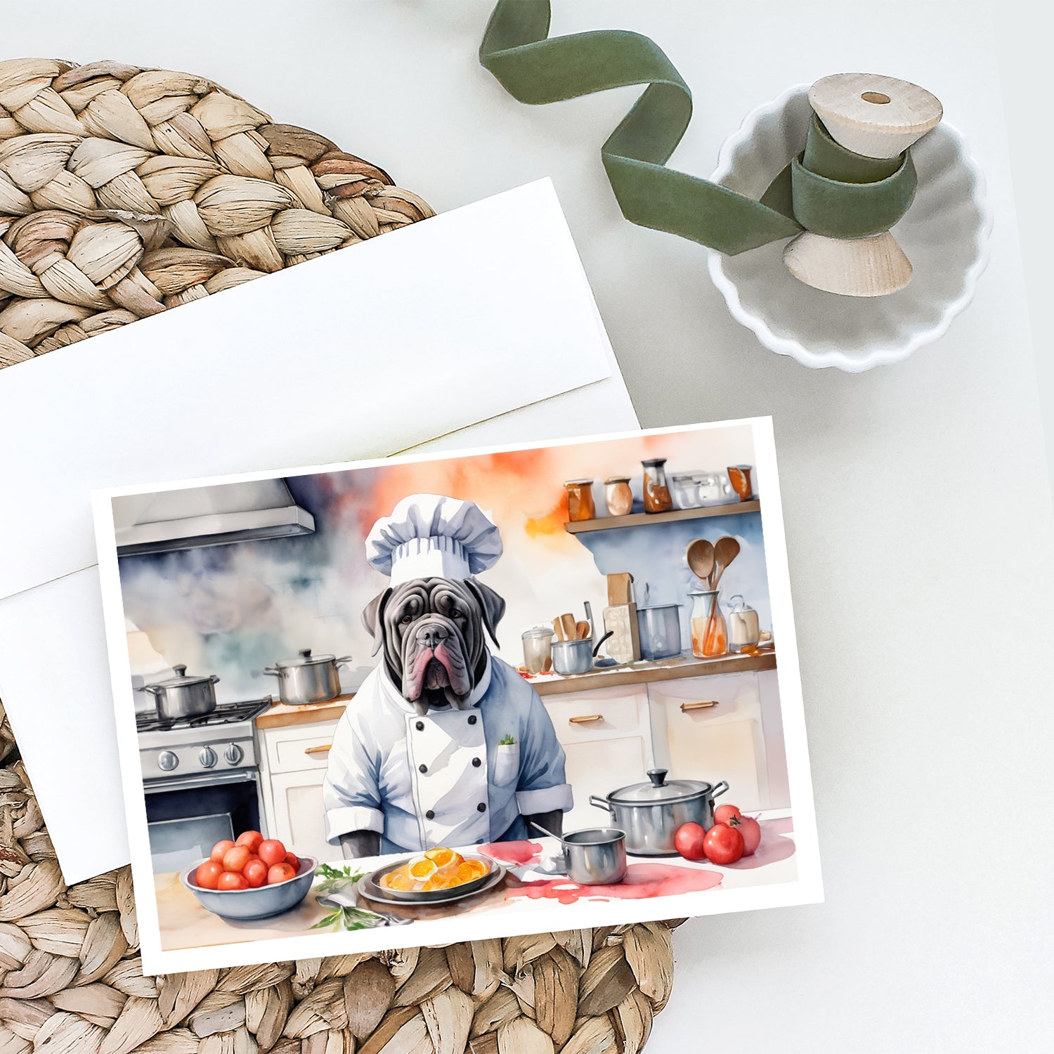 Neapolitan Mastiff The Chef Greeting Cards Pack of 8