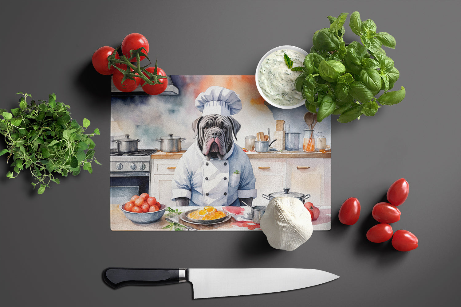 Neapolitan Mastiff The Chef Glass Cutting Board