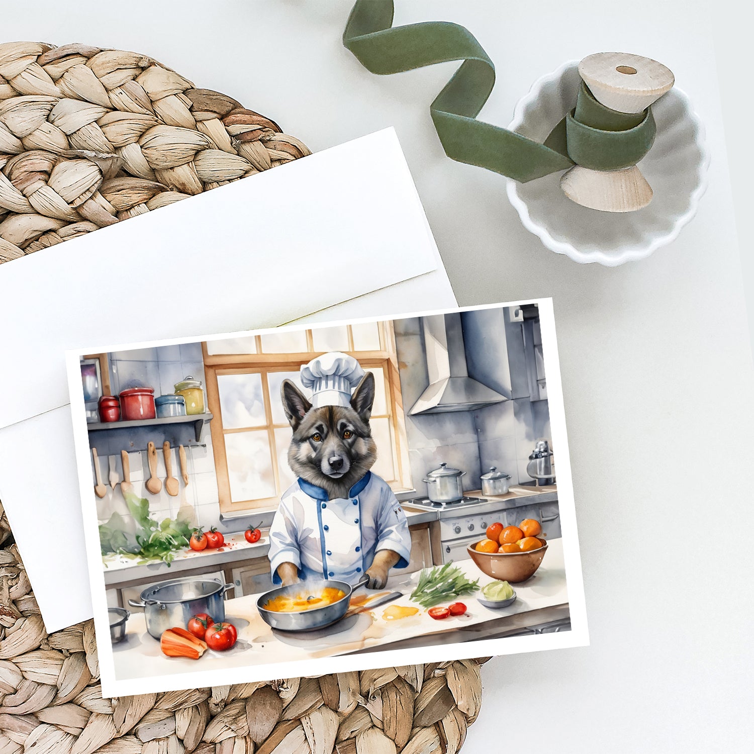 Buy this Norwegian Elkhound The Chef Greeting Cards Pack of 8