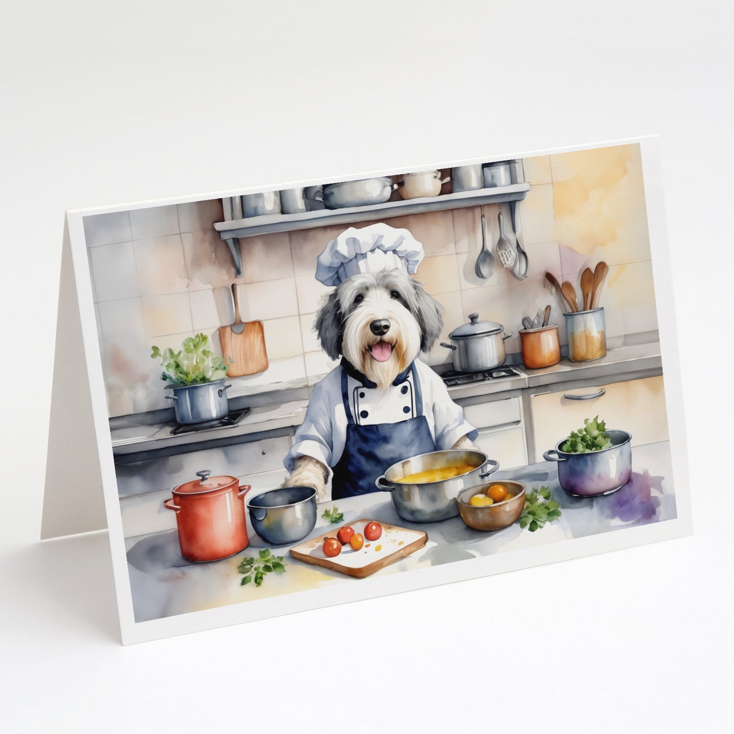 Buy this Old English Sheepdog The Chef Greeting Cards Pack of 8