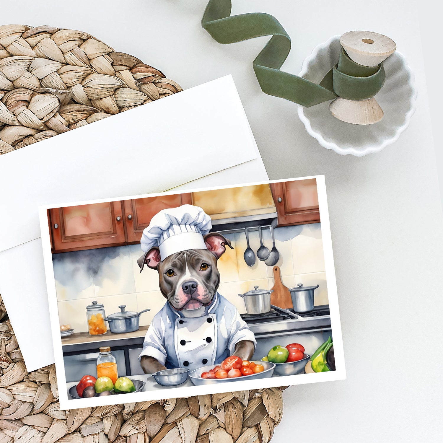 Buy this Pit Bull Terrier The Chef Greeting Cards Pack of 8