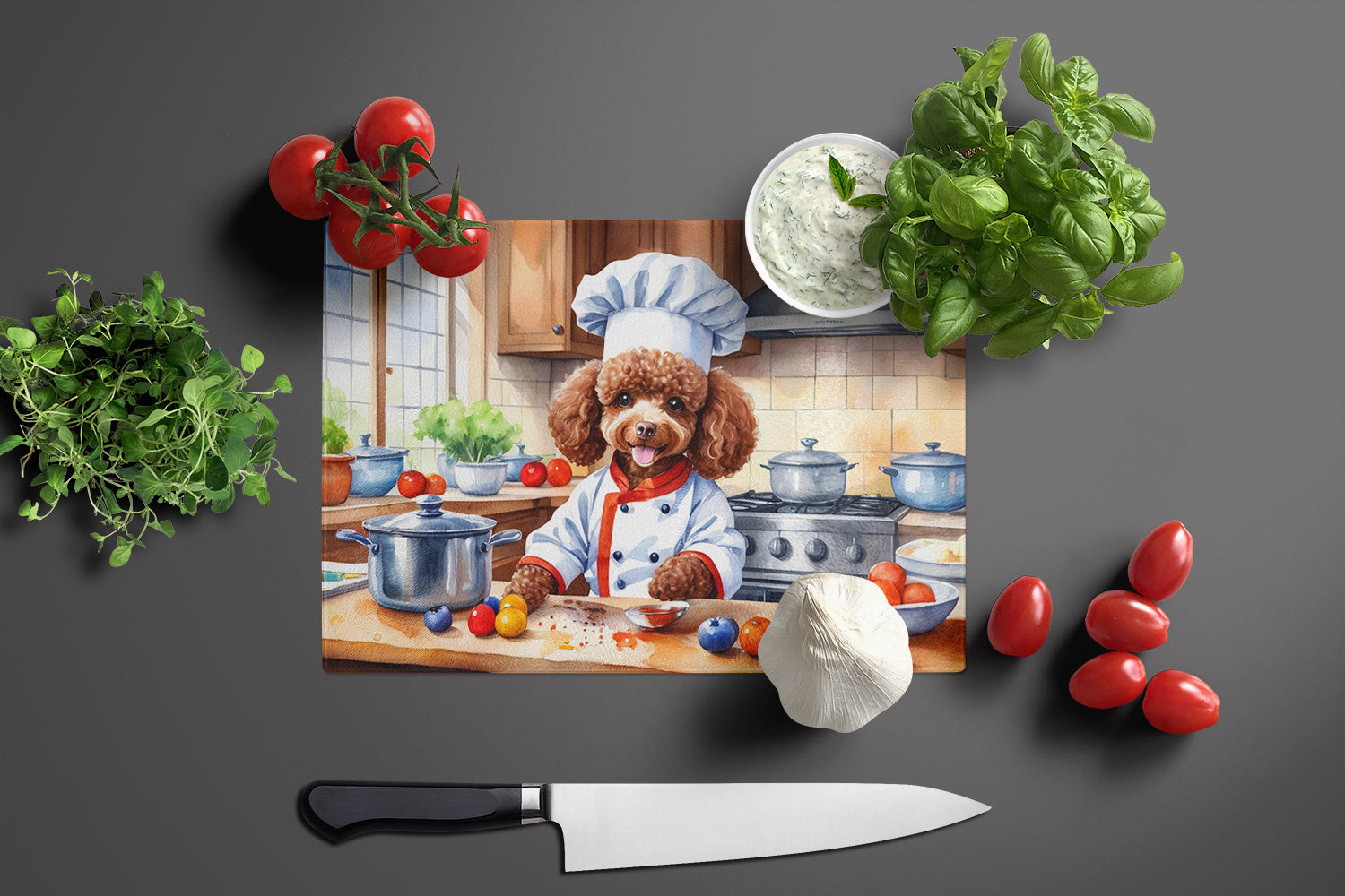 Buy this Chocolate Poodle The Chef Glass Cutting Board