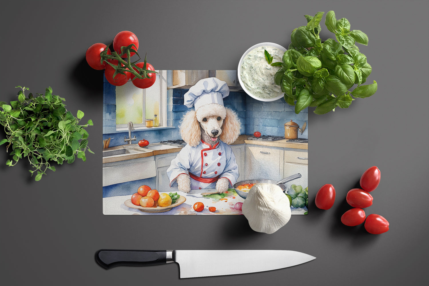 Buy this White Poodle The Chef Glass Cutting Board