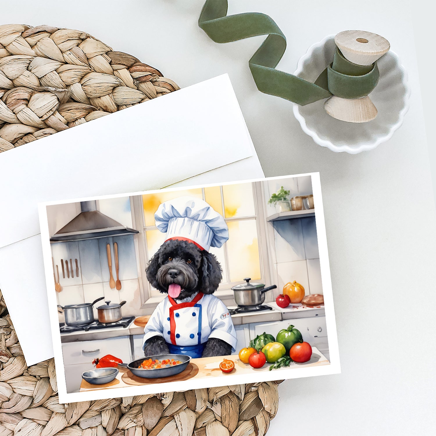 Portuguese Water Dog The Chef Greeting Cards Pack of 8