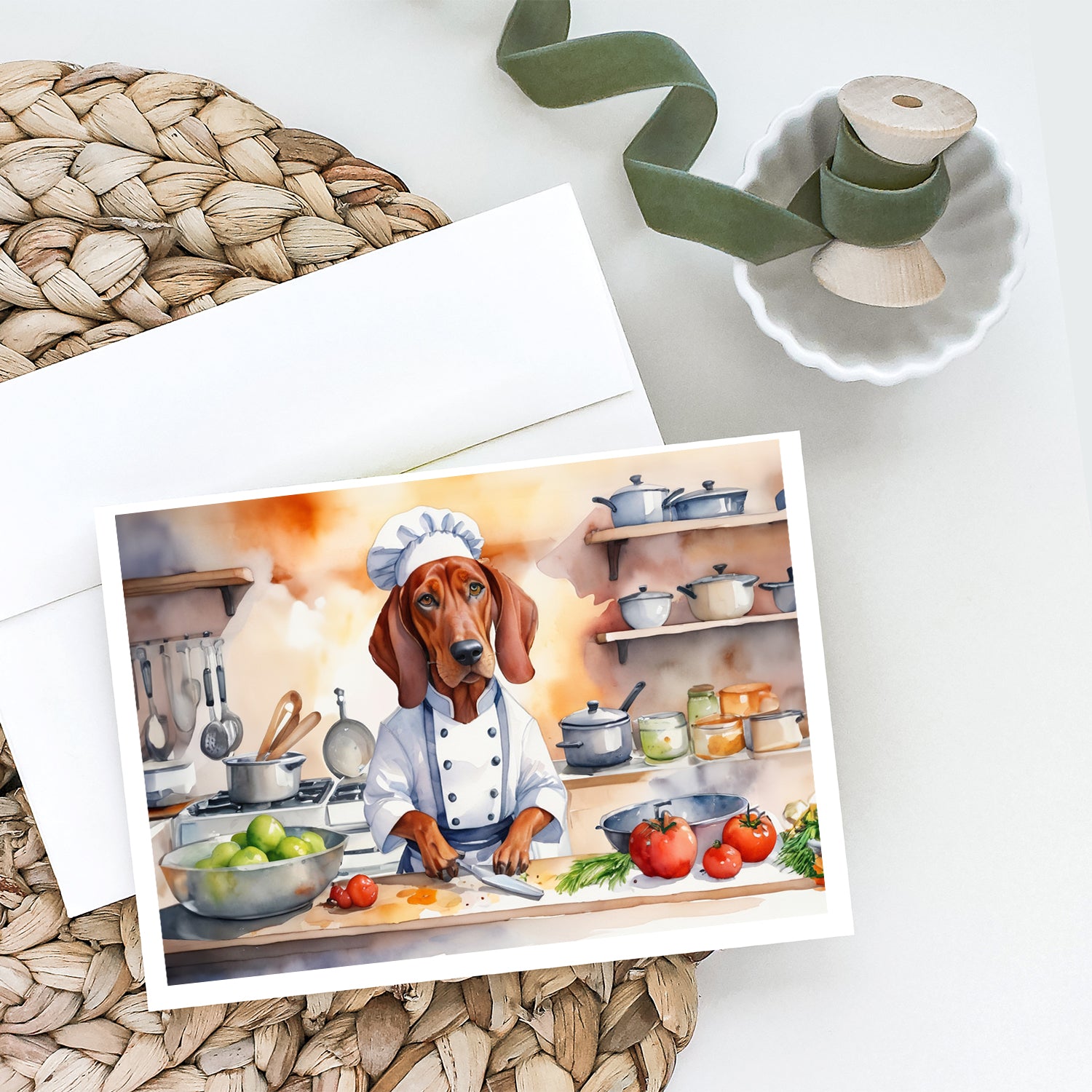 Buy this Redbone Coonhound The Chef Greeting Cards Pack of 8