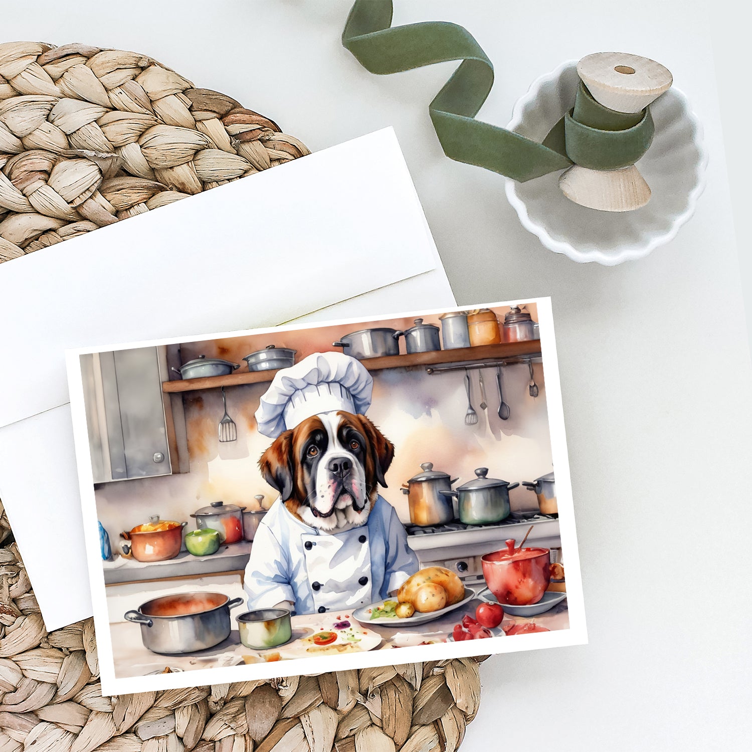 Saint Bernard The Chef Greeting Cards Pack of 8