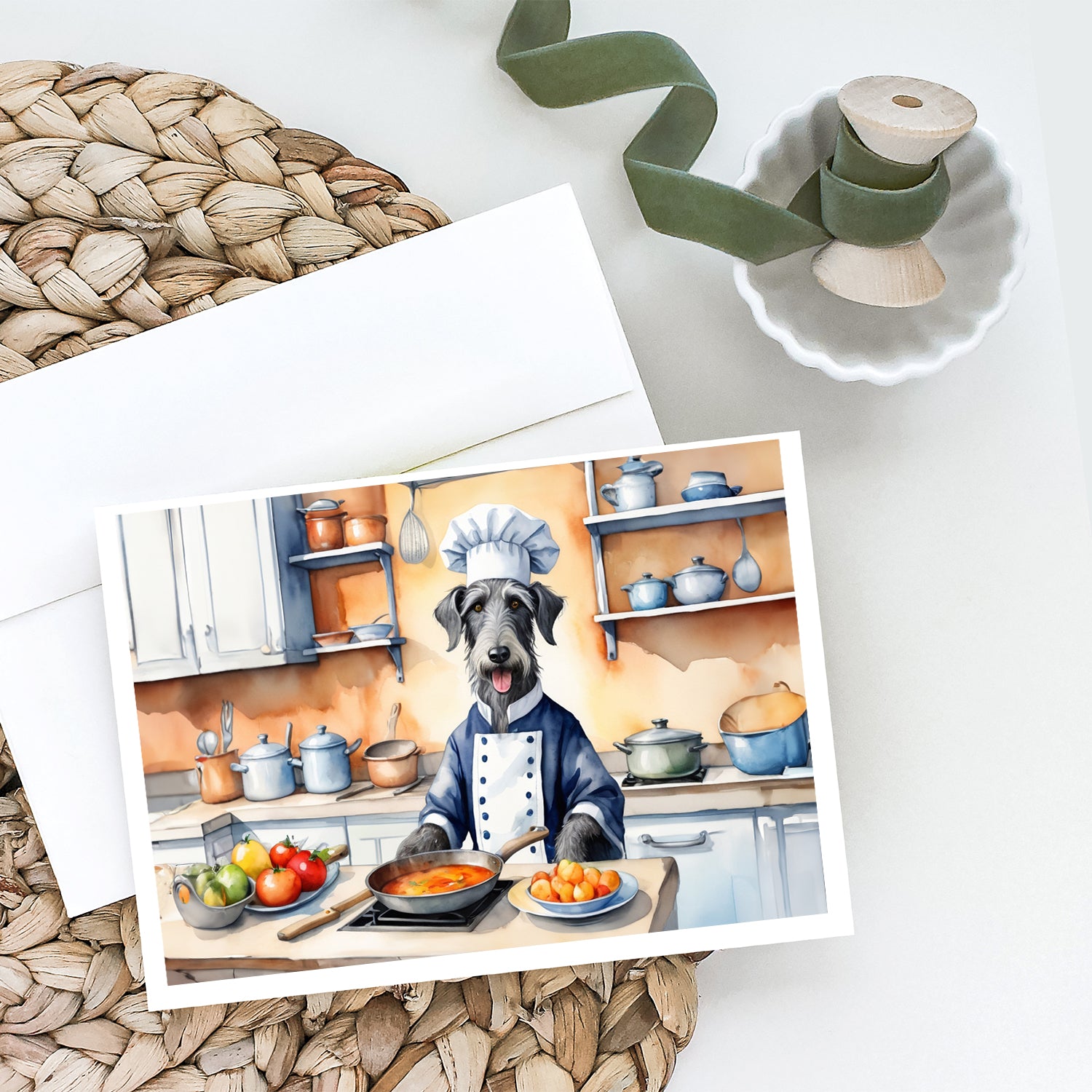Buy this Scottish Deerhound The Chef Greeting Cards Pack of 8