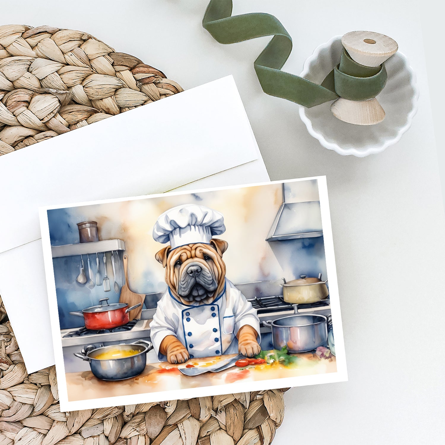 Shar Pei The Chef Greeting Cards Pack of 8