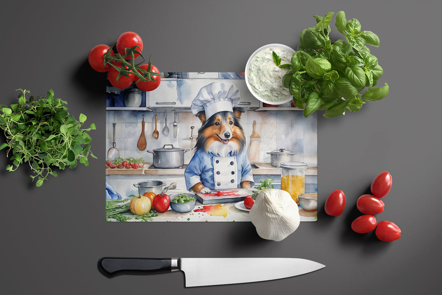Buy this Sheltie The Chef Glass Cutting Board