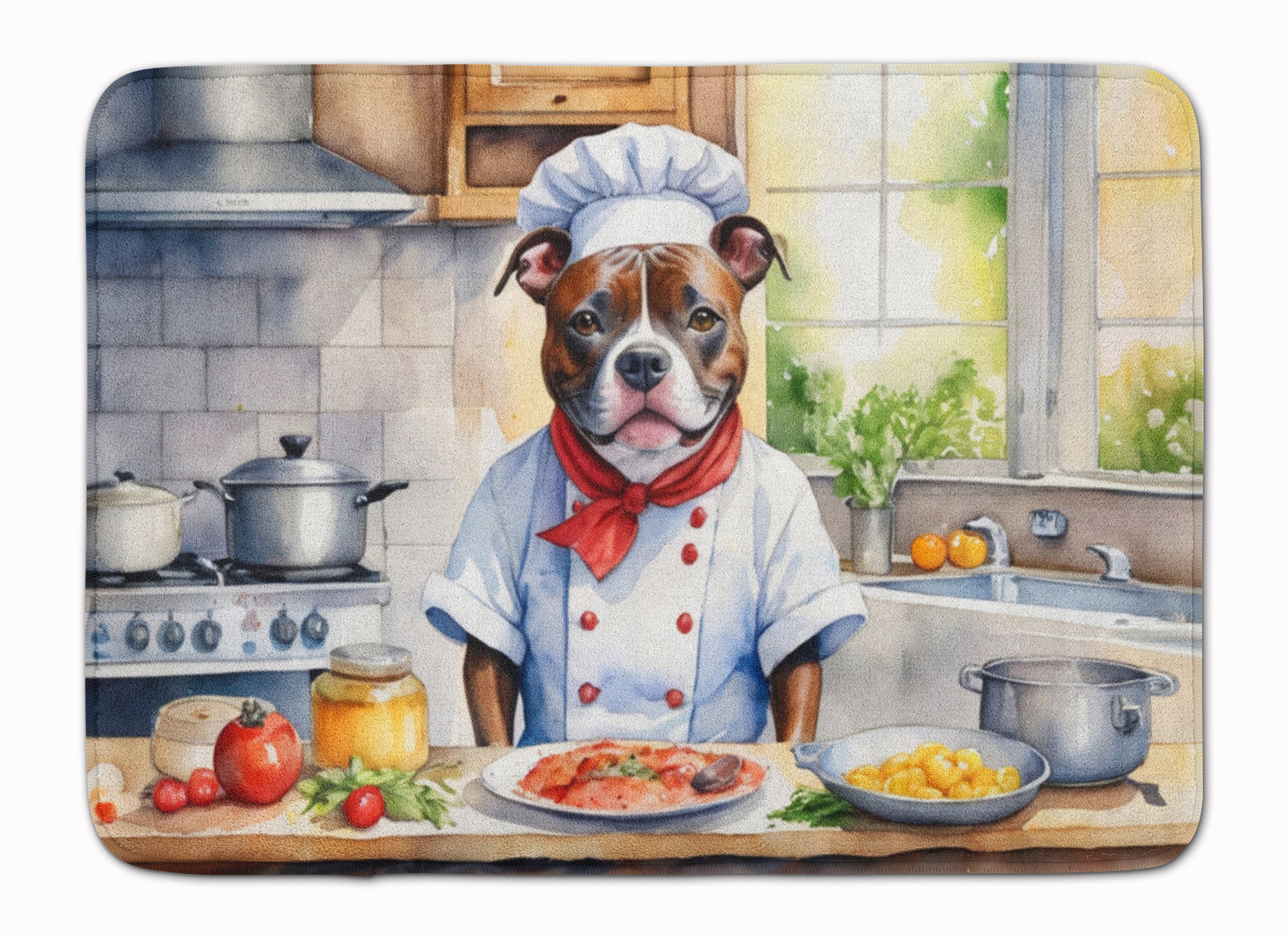 Buy this Staffordshire Bull Terrier The Chef Memory Foam Kitchen Mat