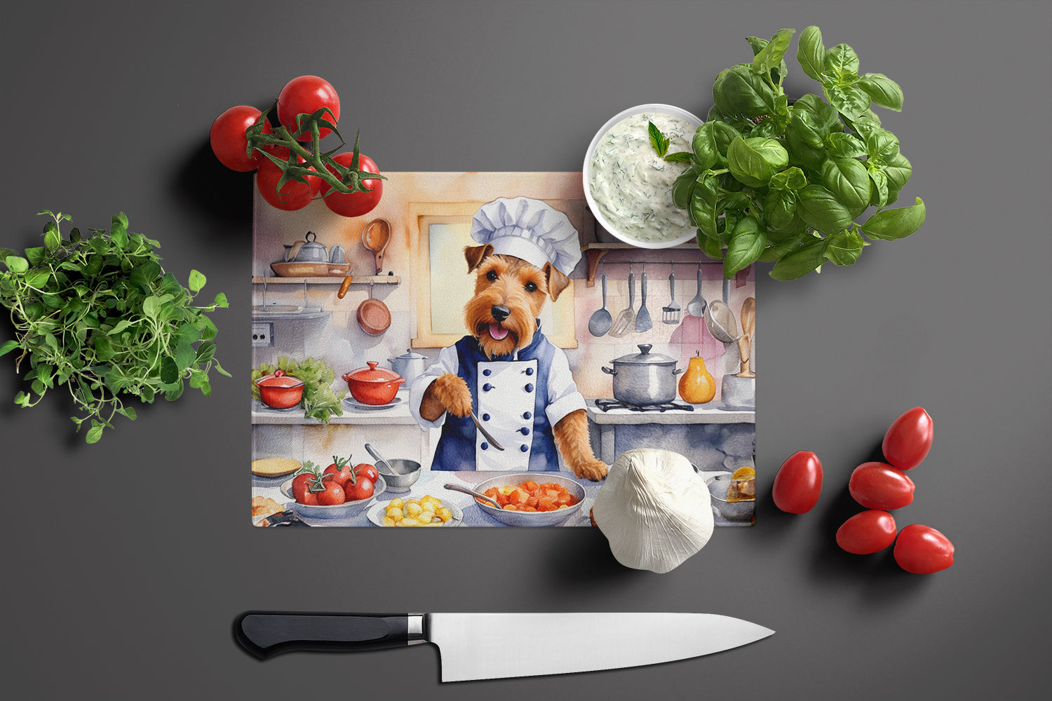 Buy this Welsh Terrier The Chef Glass Cutting Board