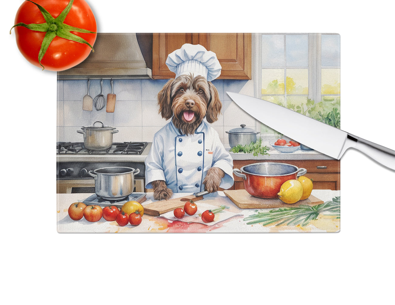 Wirehaired Pointing Griffon The Chef Glass Cutting Board