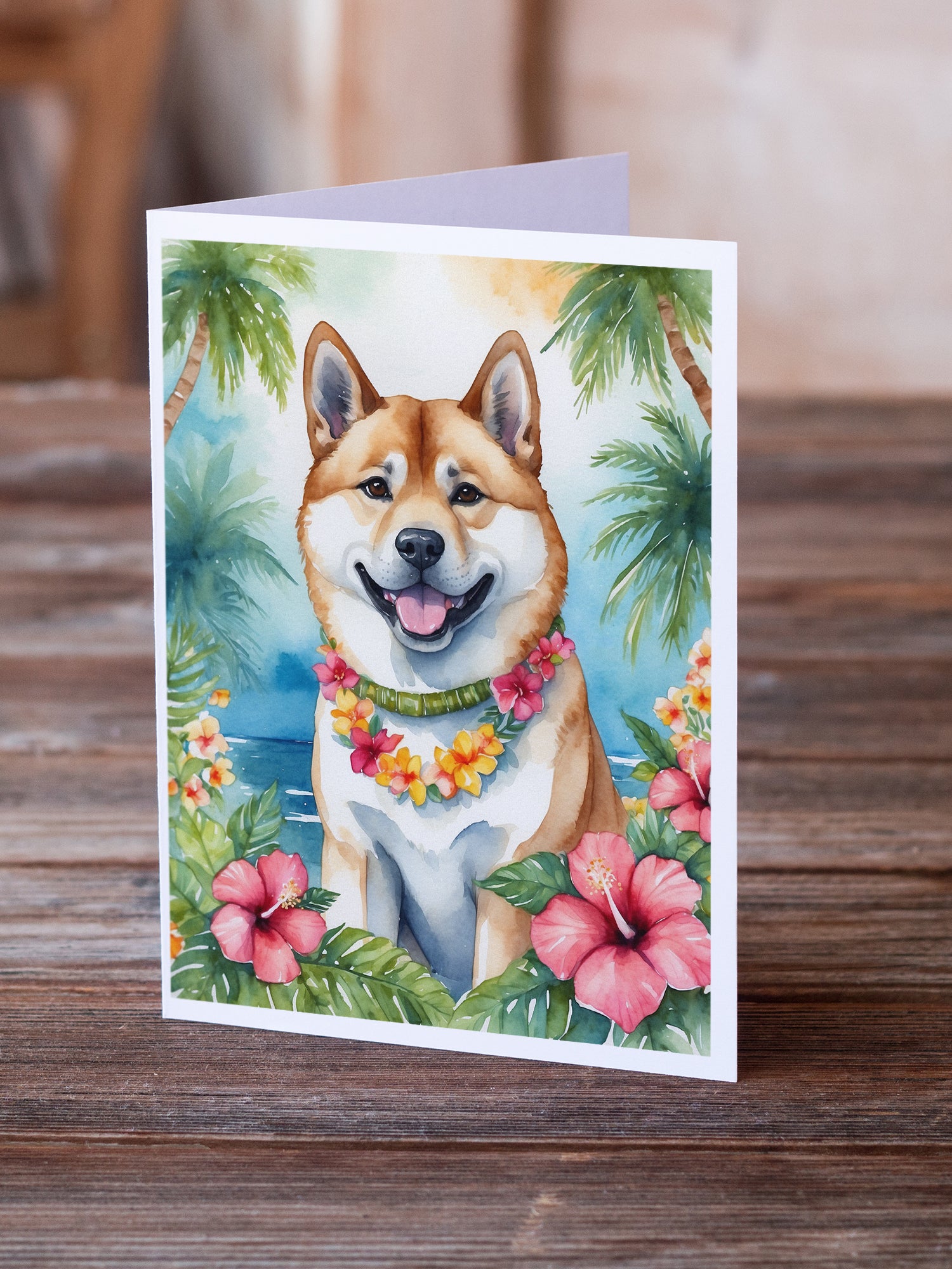 Buy this Akita Luau Greeting Cards Pack of 8