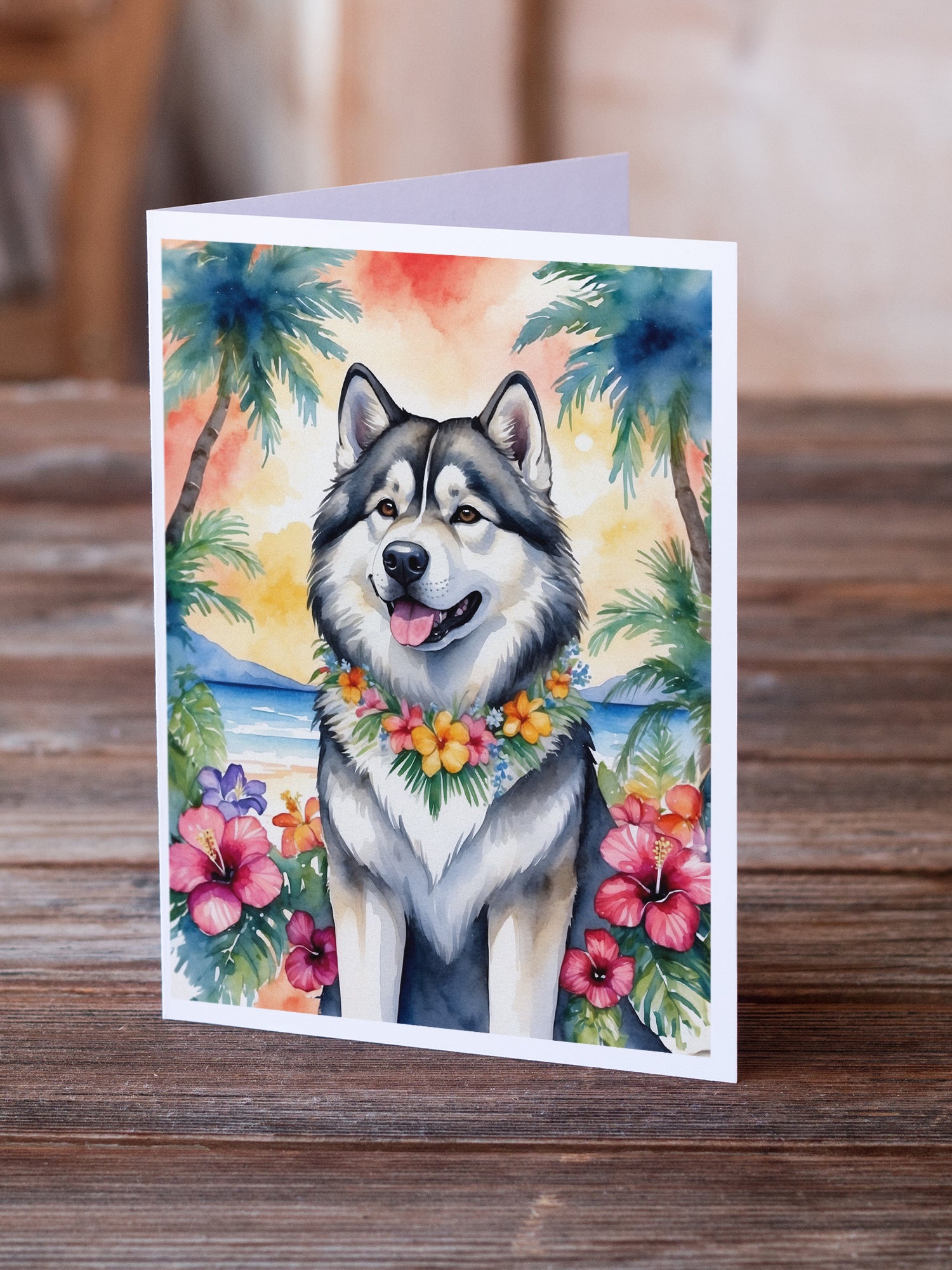 Buy this Alaskan Malamute Luau Greeting Cards Pack of 8