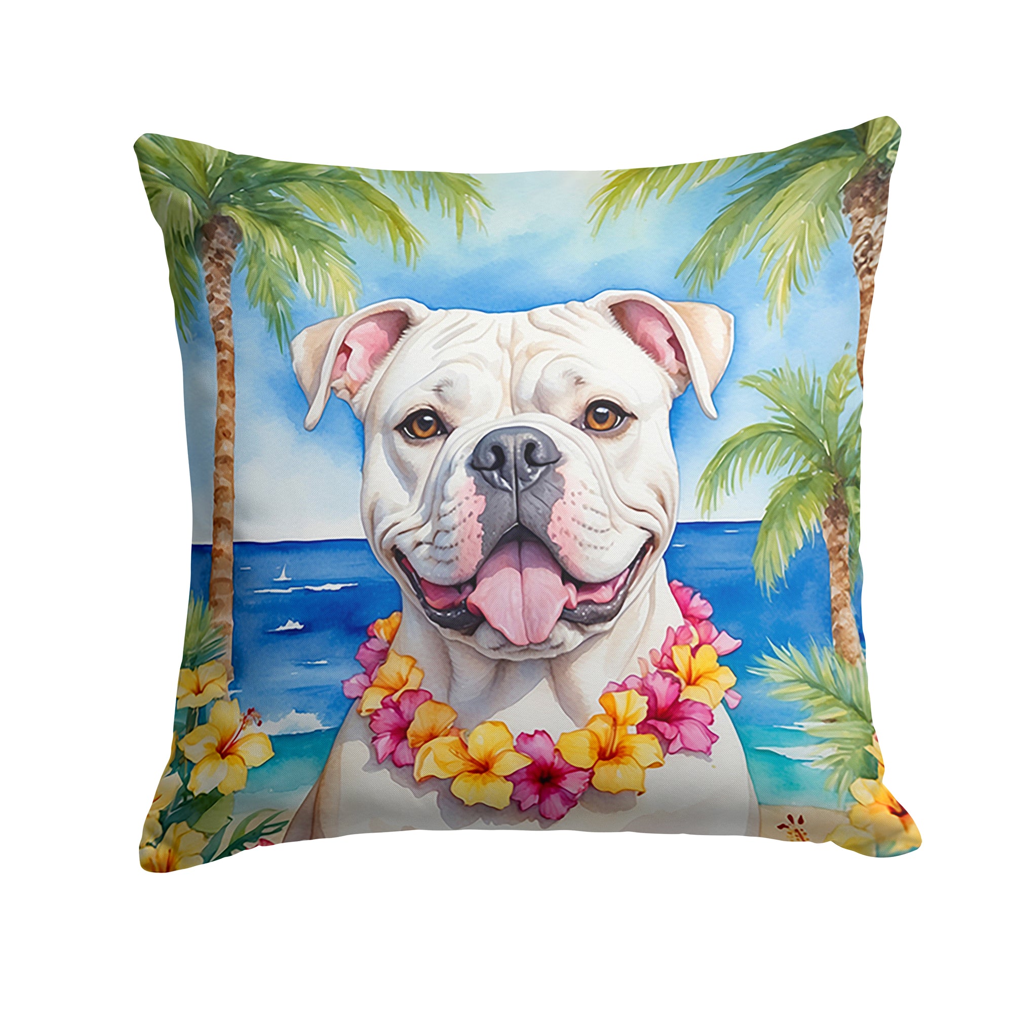 Buy this American Bulldog Luau Throw Pillow