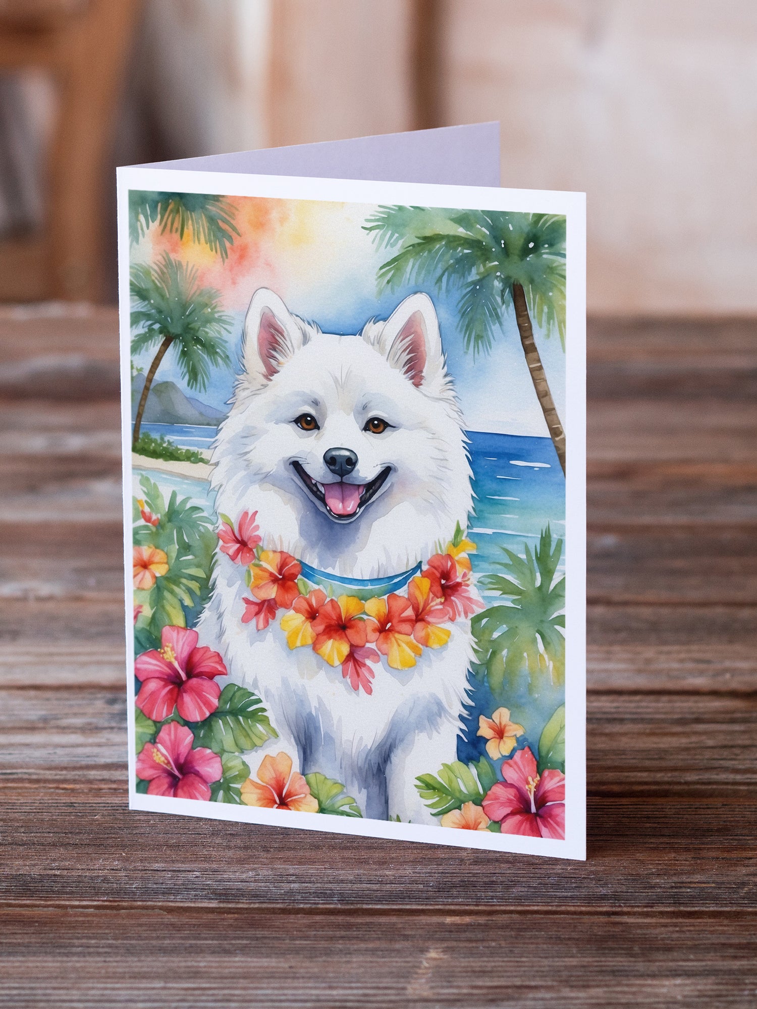 Buy this American Eskimo Luau Greeting Cards Pack of 8