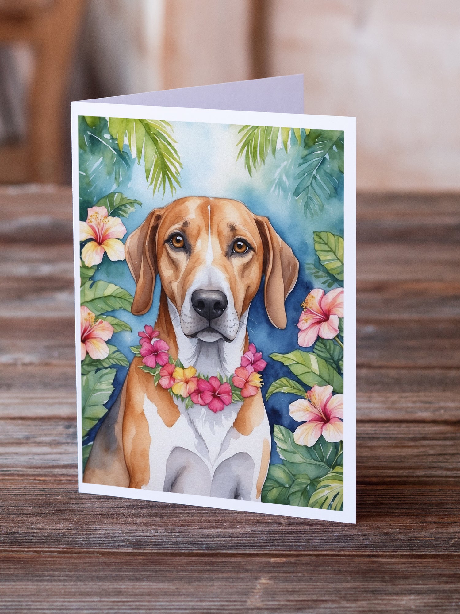Buy this American Foxhound Luau Greeting Cards Pack of 8