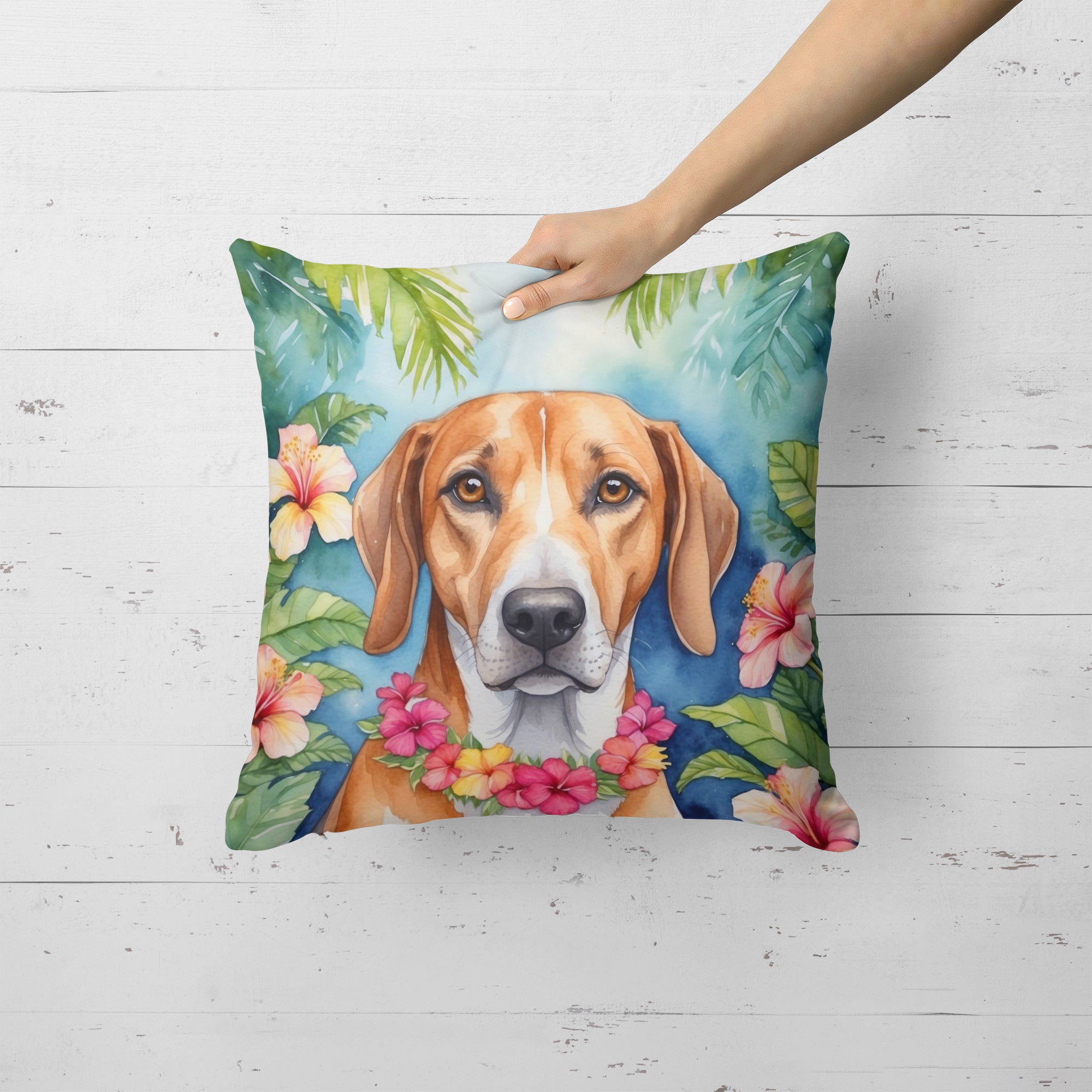 American Foxhound Luau Throw Pillow