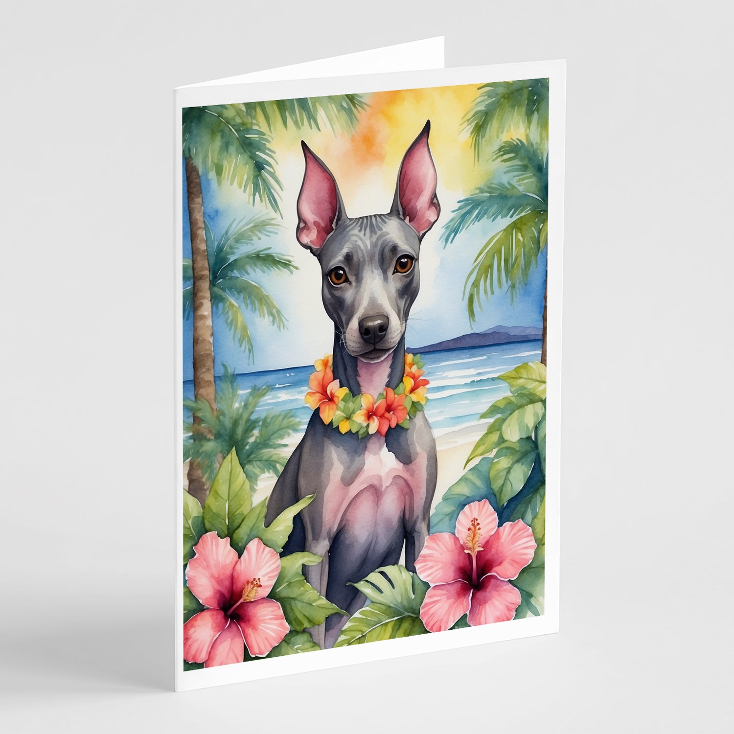 Buy this American Hairless Terrier Luau Greeting Cards Pack of 8