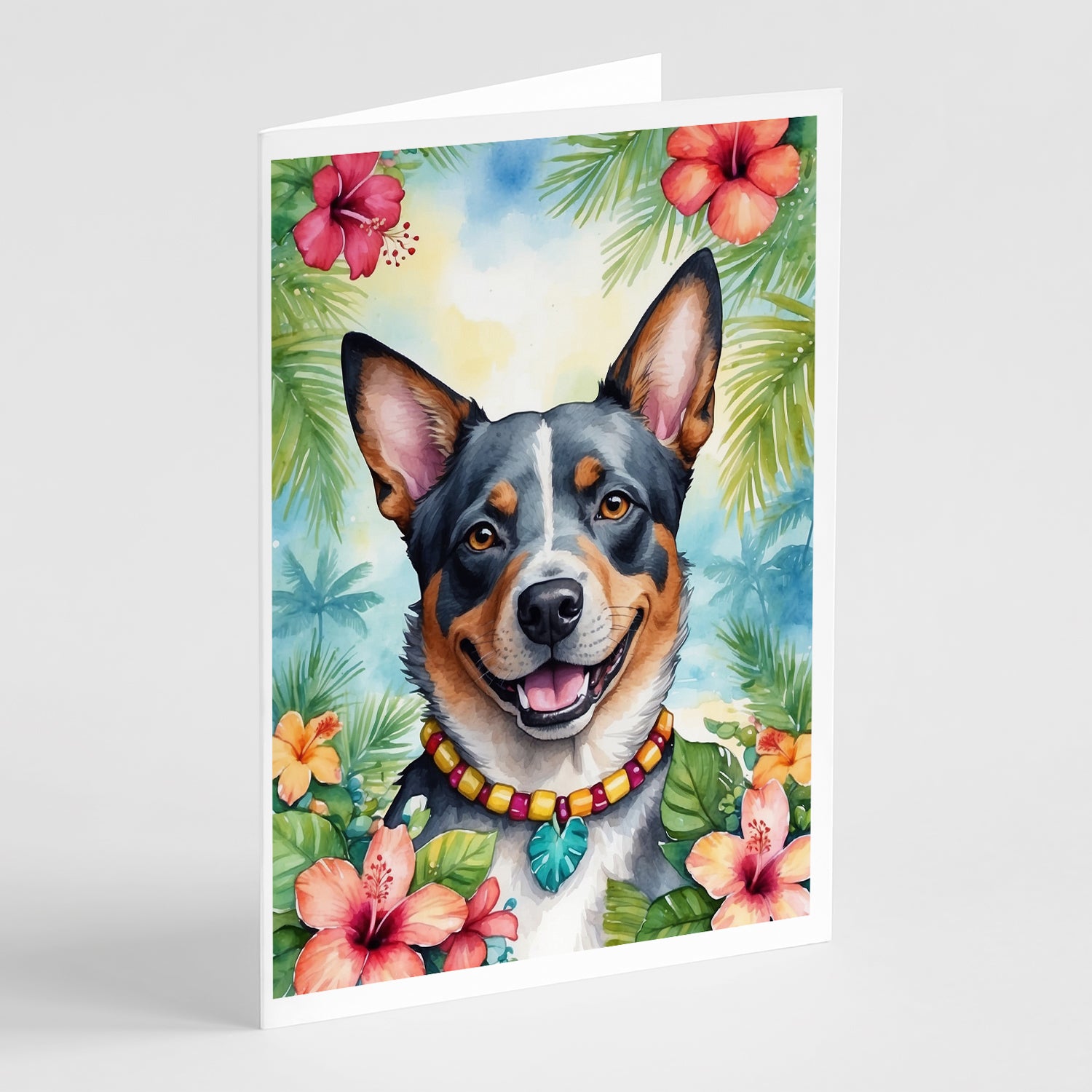 Buy this Australian Cattle Dog Luau Greeting Cards Pack of 8