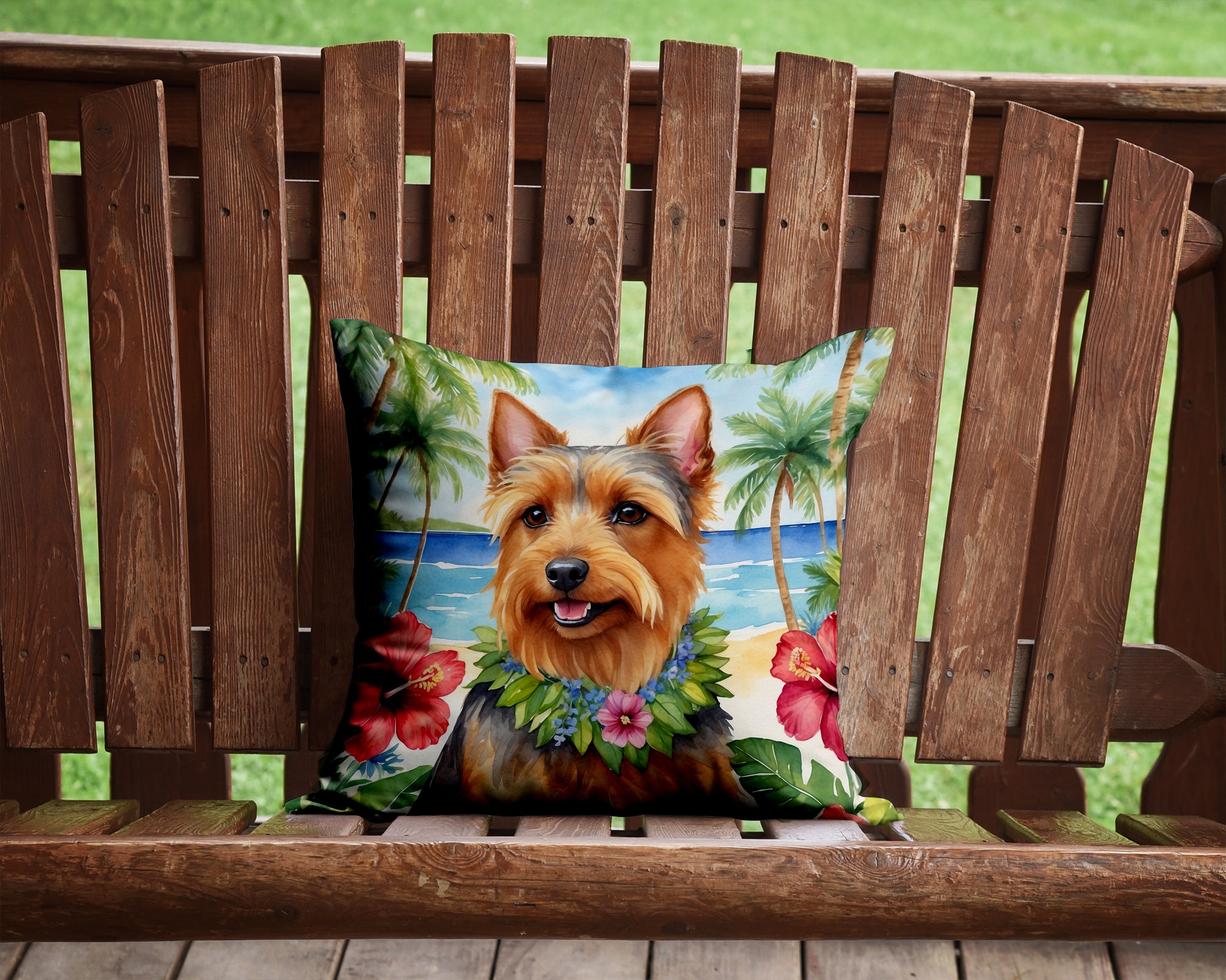 Buy this Australian Terrier Luau Throw Pillow