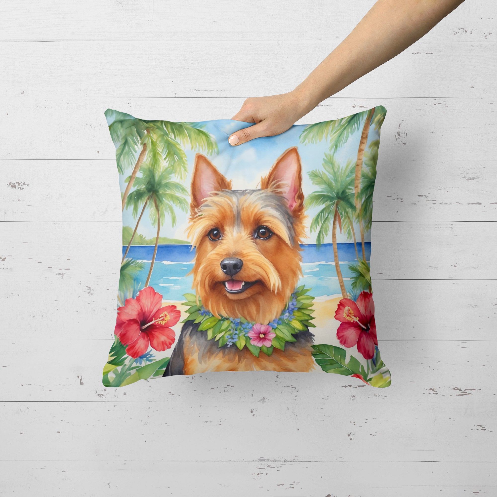 Australian Terrier Luau Throw Pillow