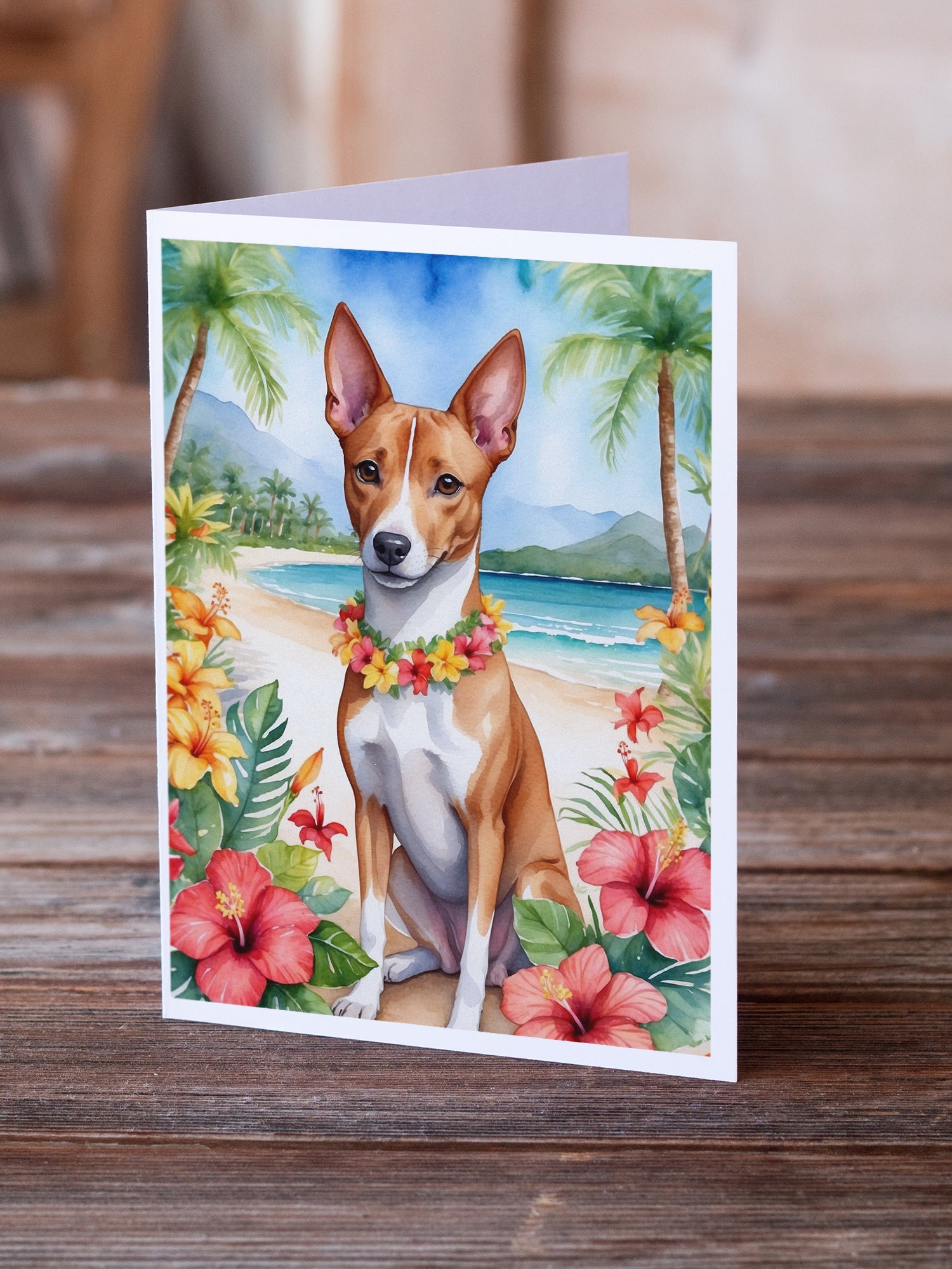 Buy this Basenji Luau Greeting Cards Pack of 8