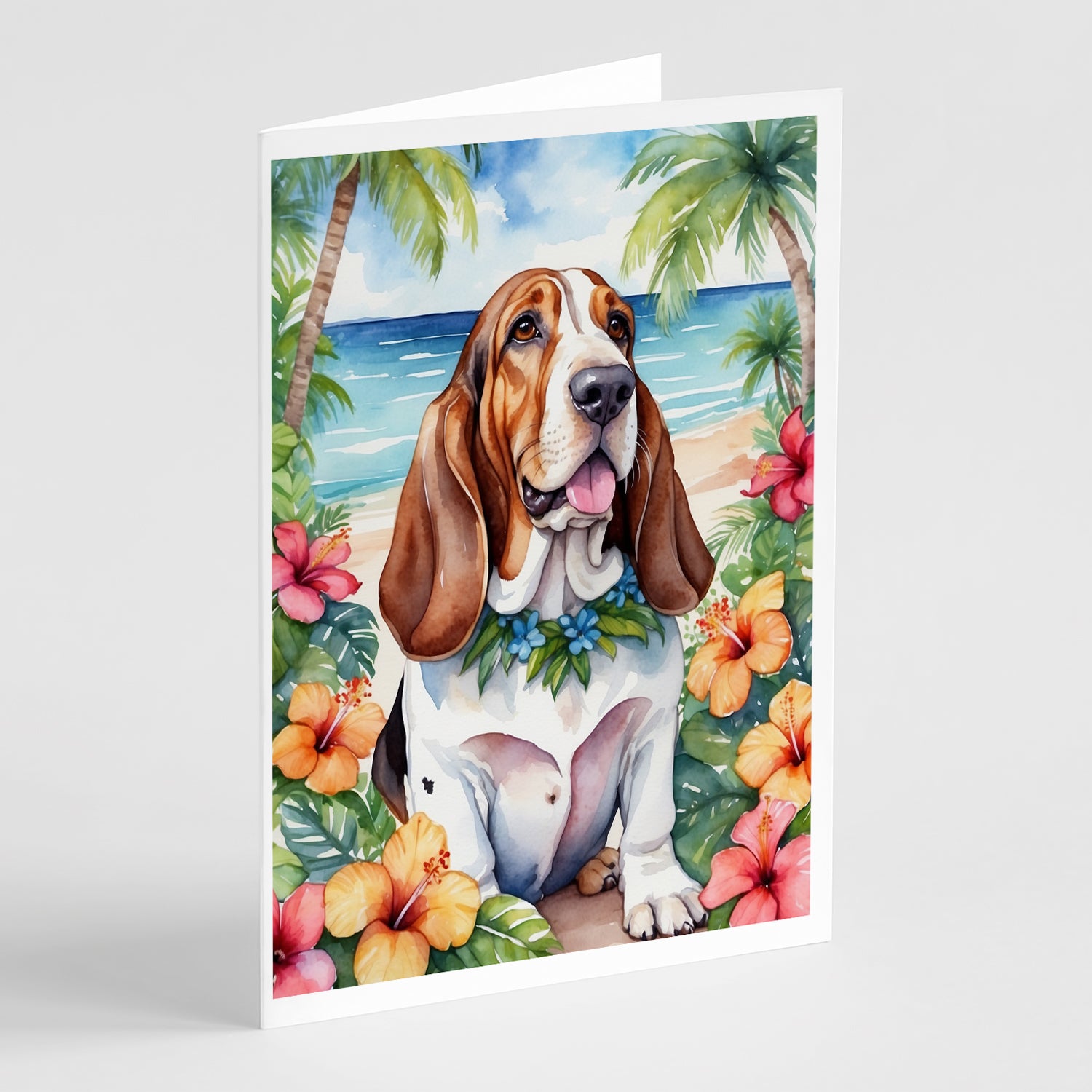 Buy this Basset Hound Luau Greeting Cards Pack of 8