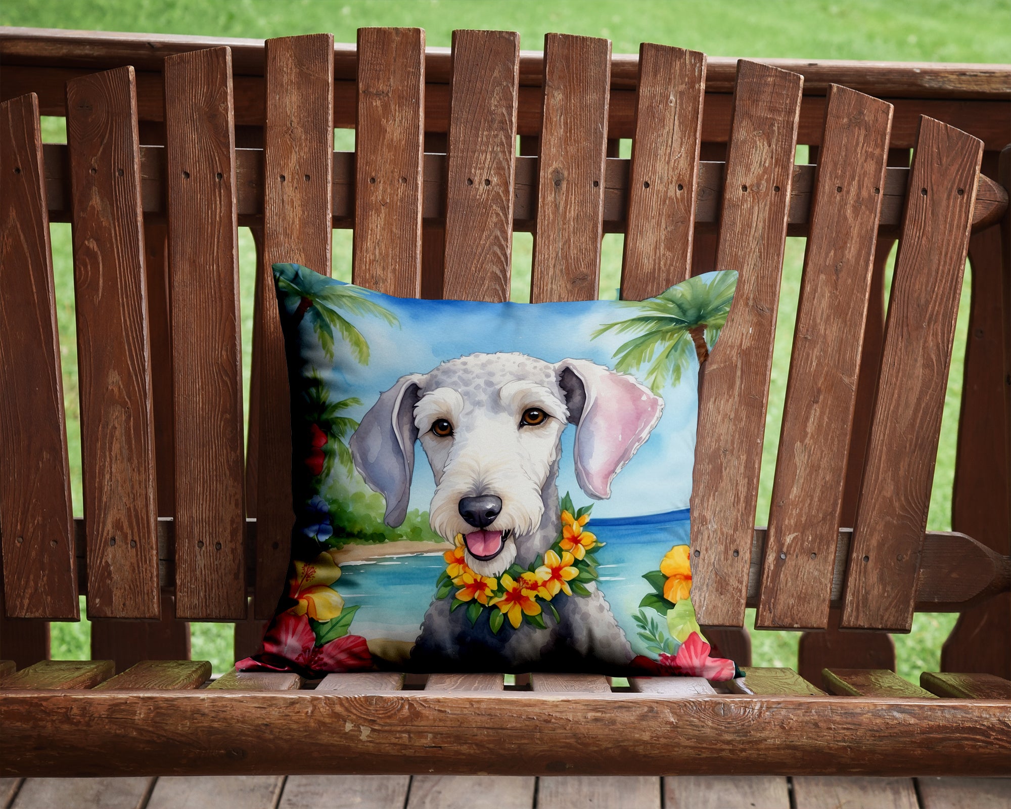 Buy this Bedlington Terrier Luau Throw Pillow