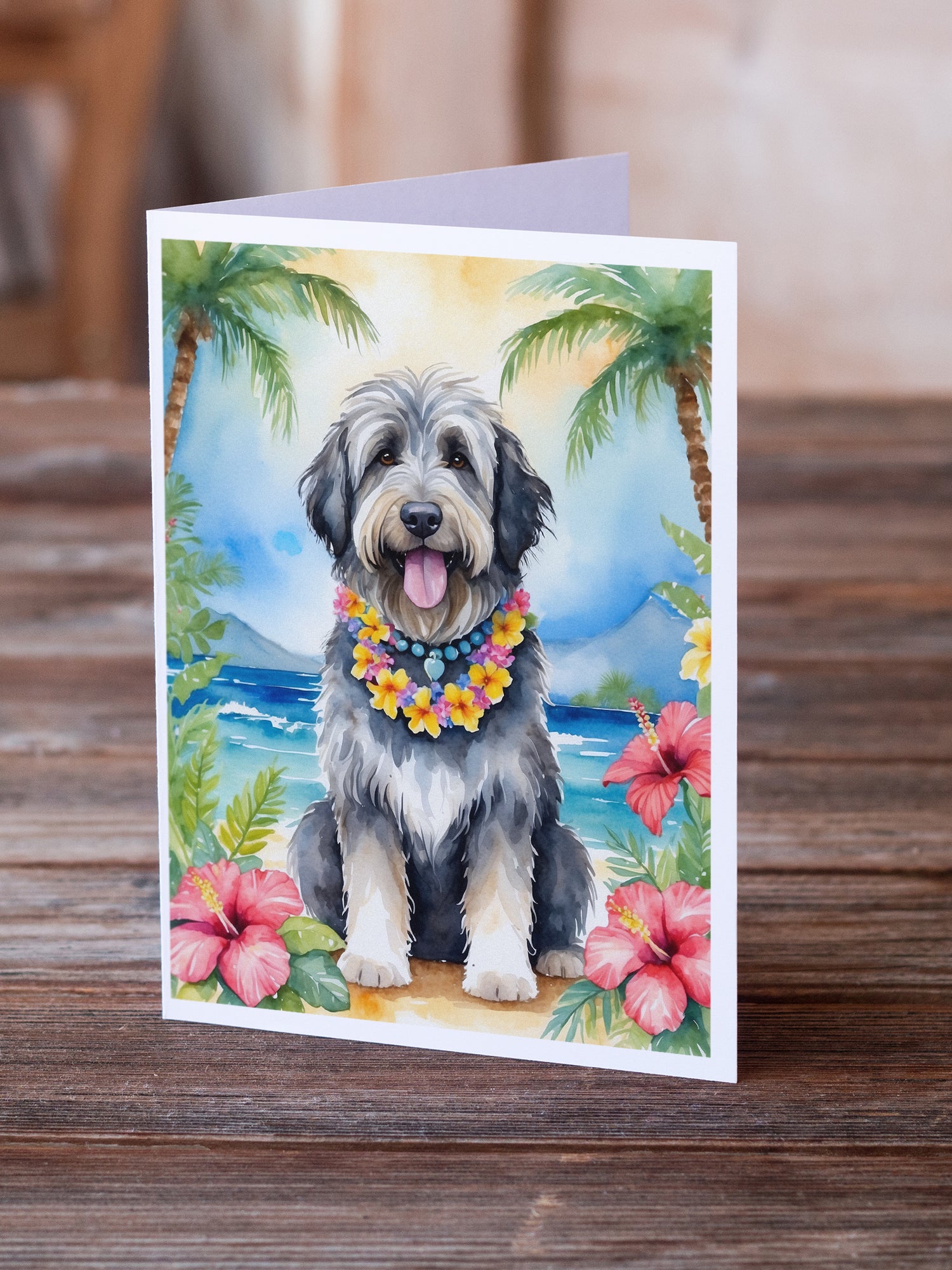 Buy this Bergamasco Sheepdog Luau Greeting Cards Pack of 8