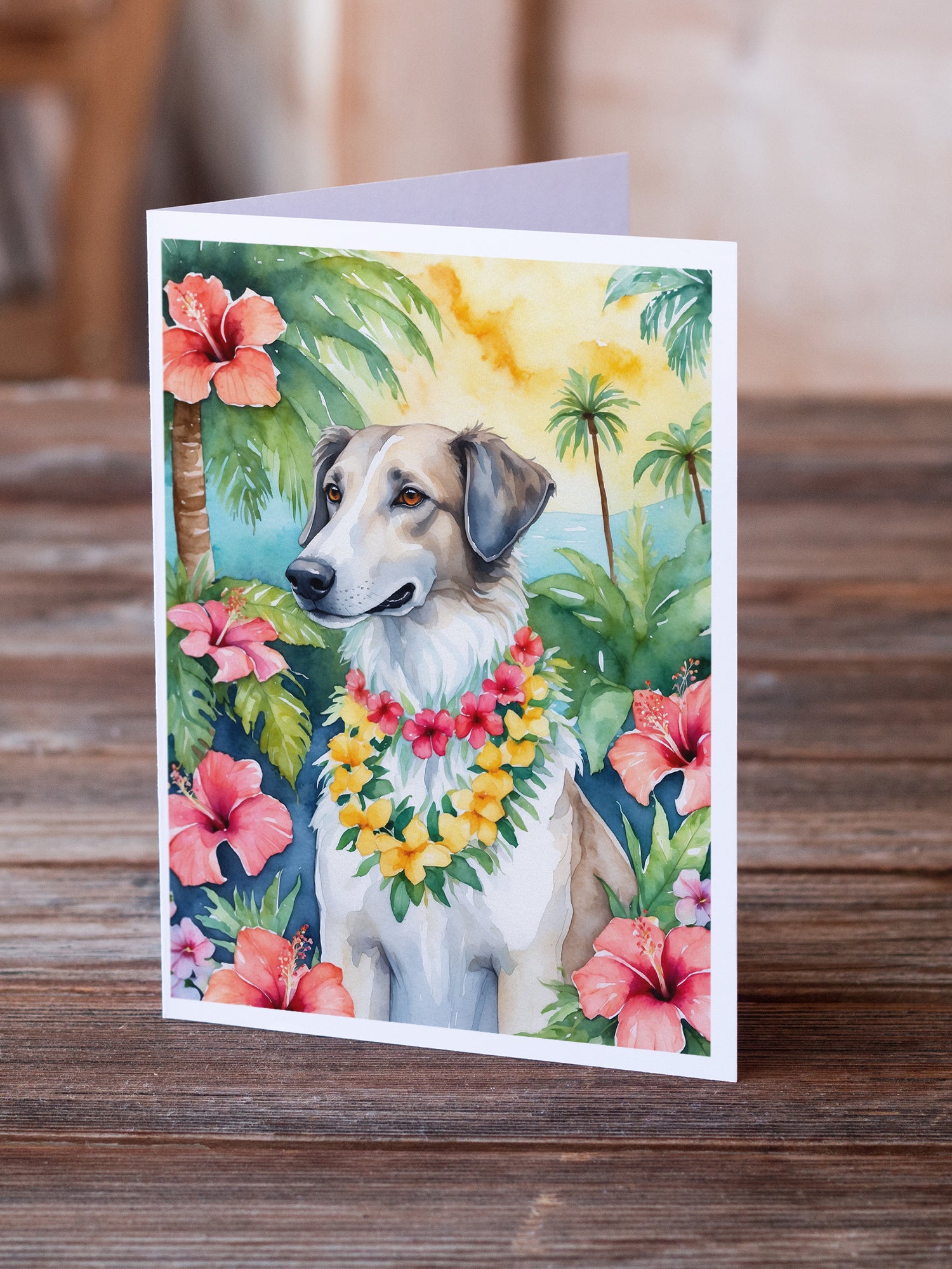 Buy this Borzoi Luau Greeting Cards Pack of 8