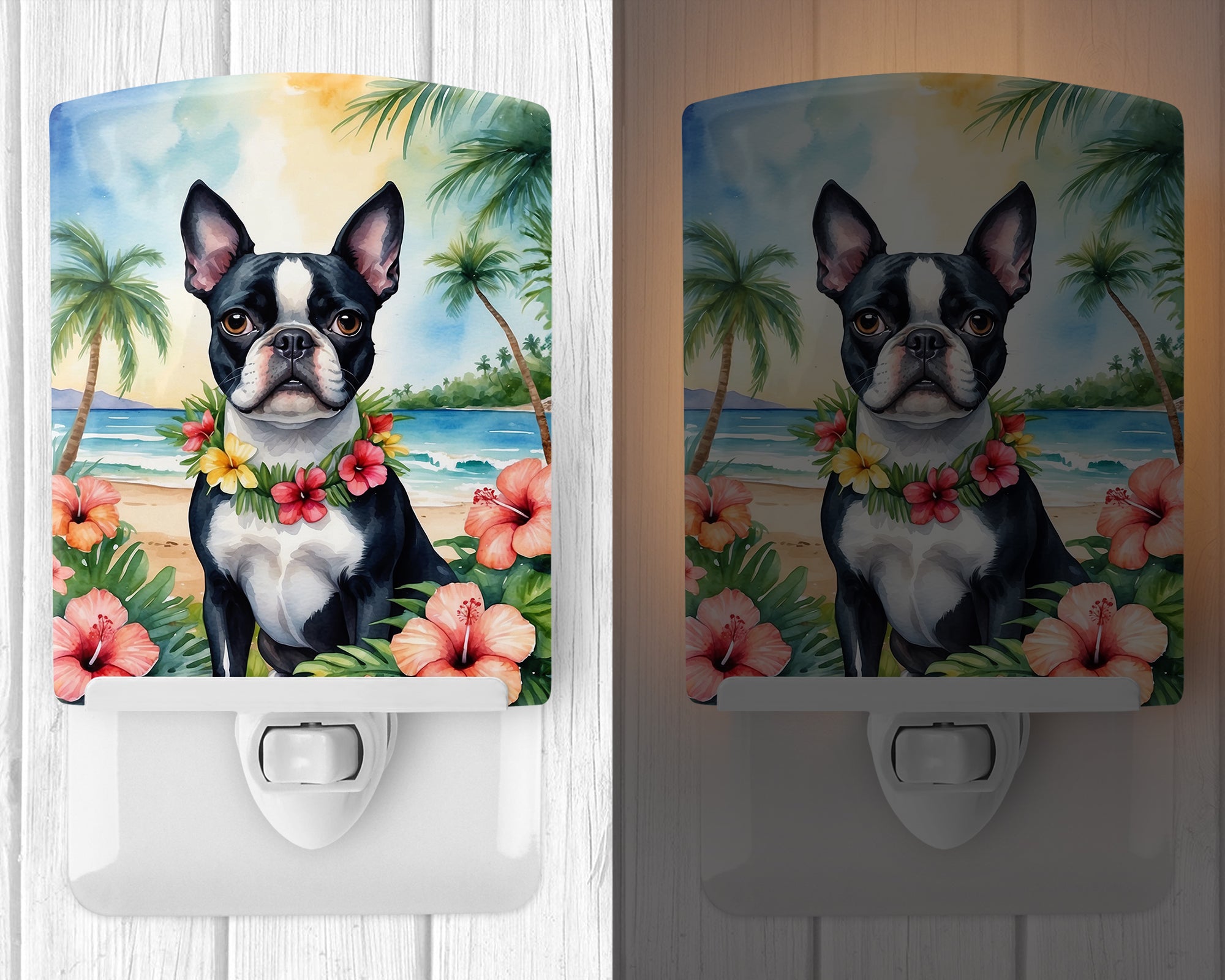 Buy this Boston Terrier Luau Ceramic Night Light