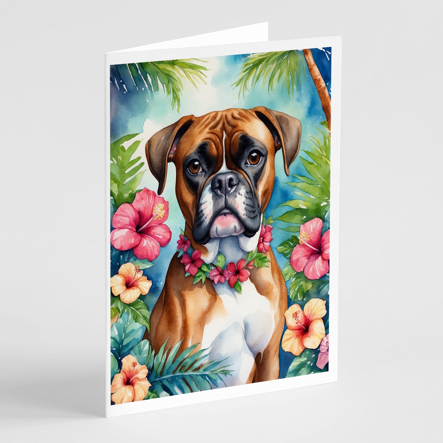 Buy this Boxer Luau Greeting Cards Pack of 8