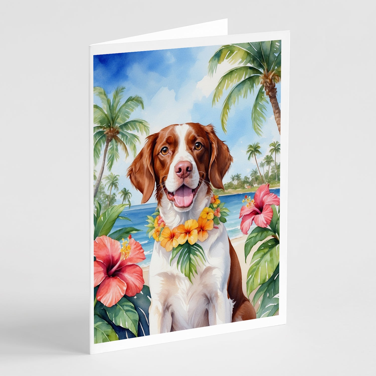 Buy this Brittany Spaniel Luau Greeting Cards Pack of 8