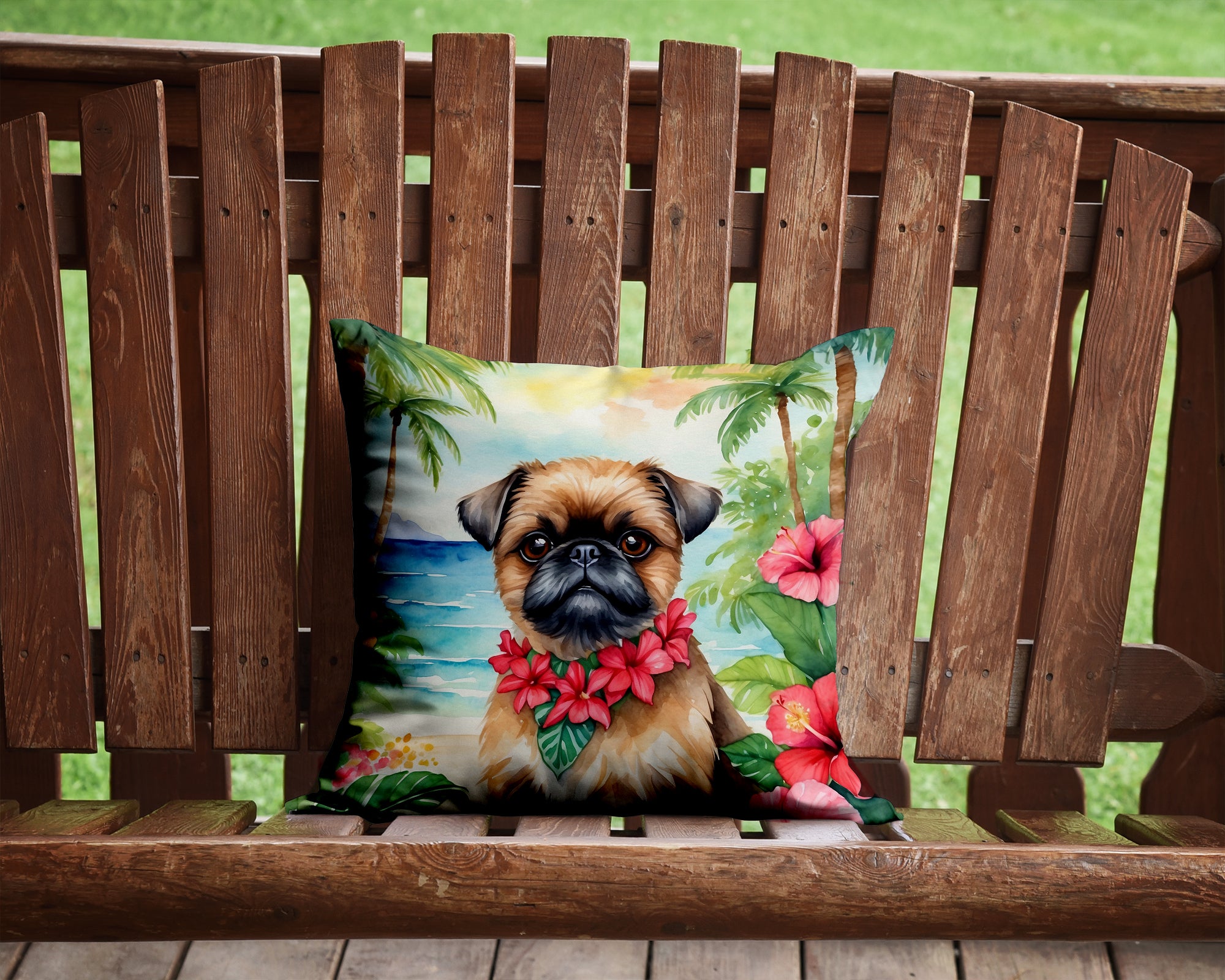 Buy this Brussels Griffon Luau Throw Pillow