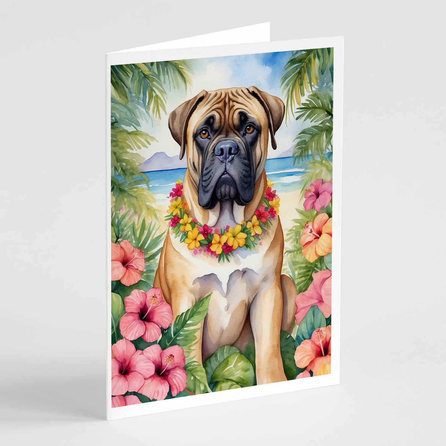 Buy this Bullmastiff Luau Greeting Cards Pack of 8
