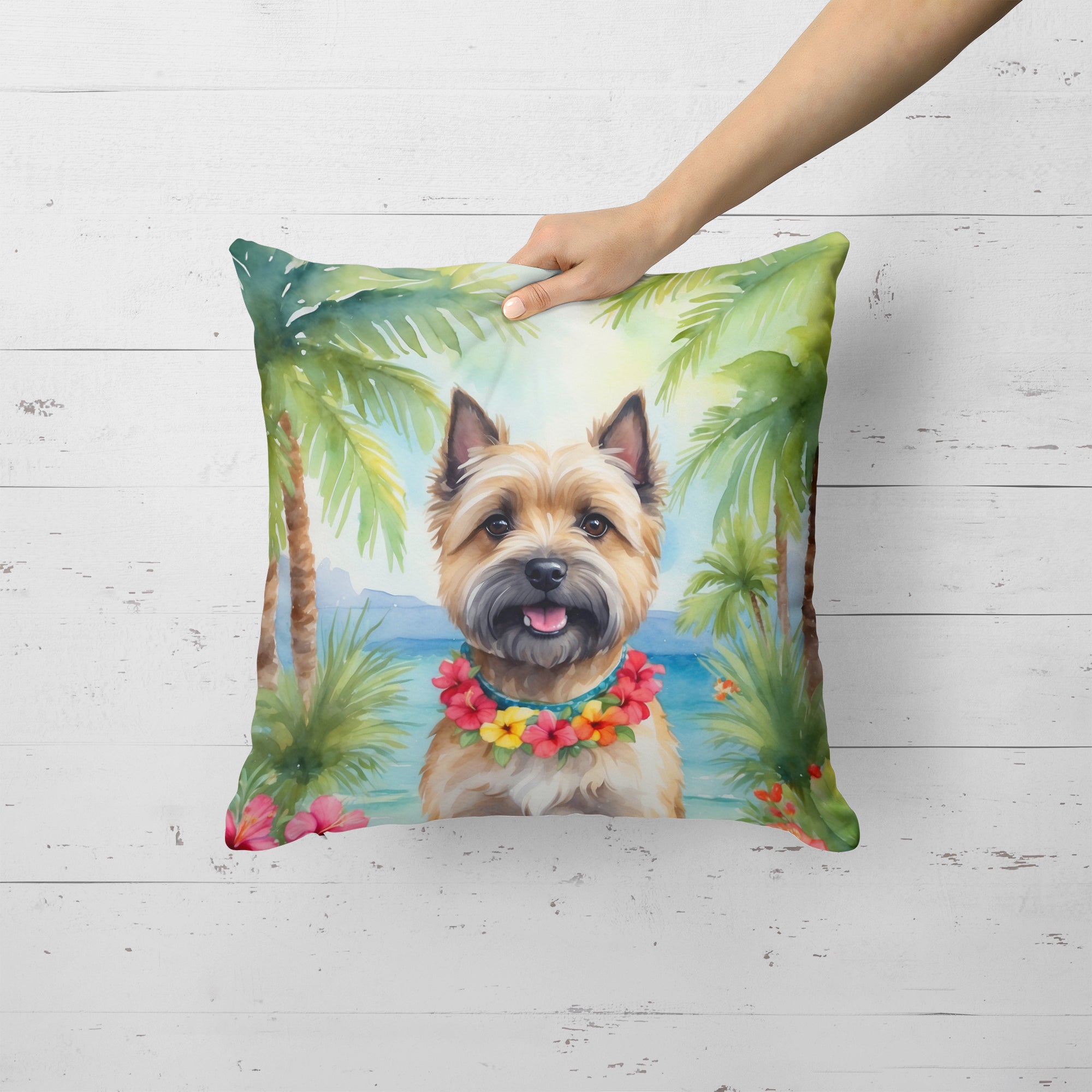 Cairn Terrier Luau Throw Pillow