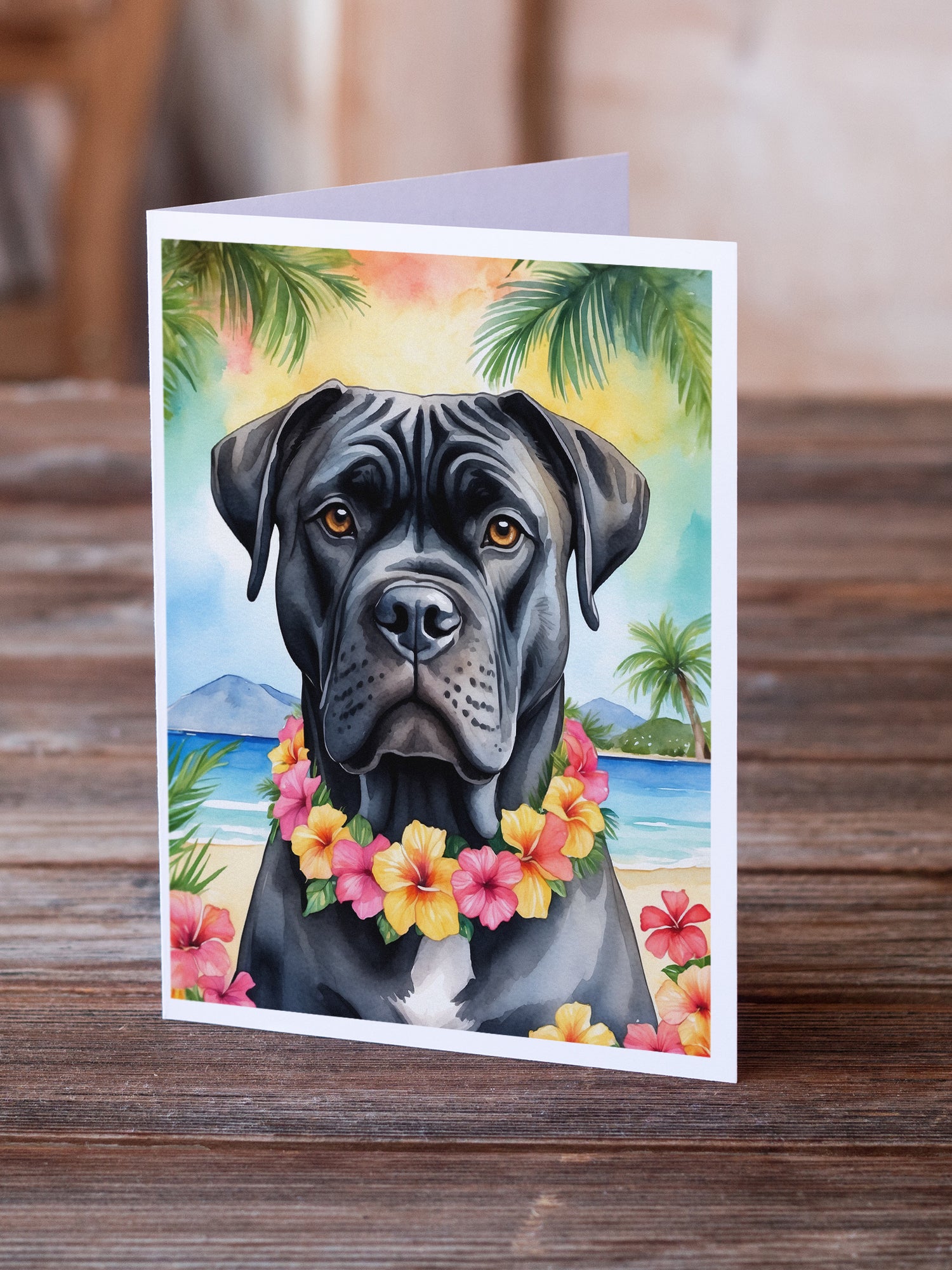Cane Corso Luau Greeting Cards Pack of 8