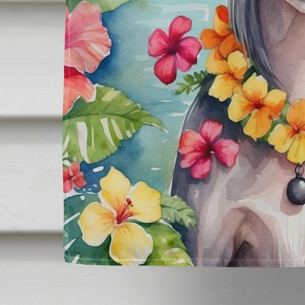 Chinese Crested Luau House Flag