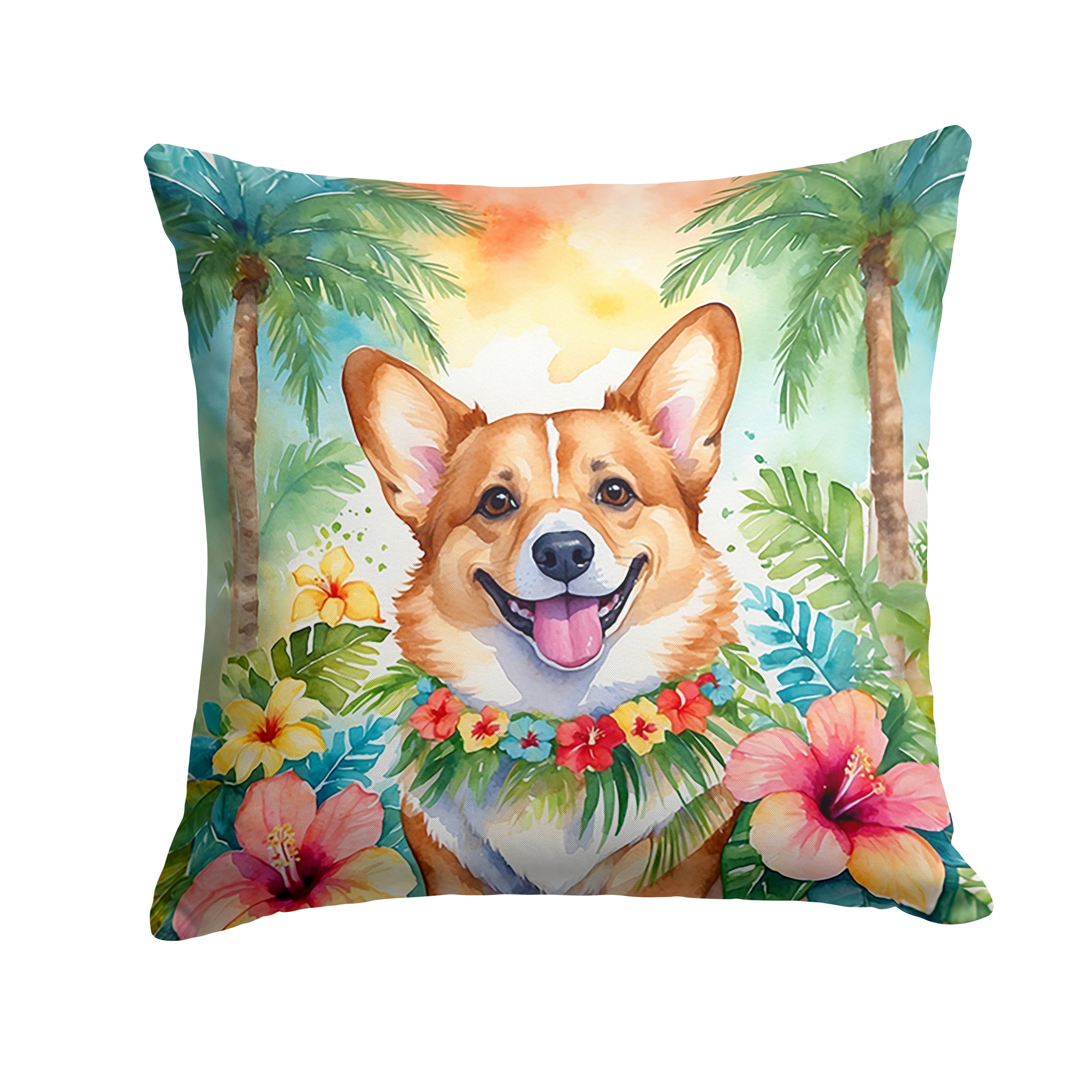 Buy this Corgi Luau Throw Pillow