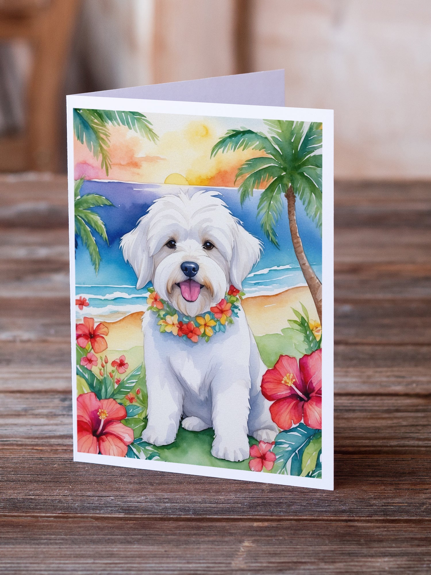 Coton de Tulear Luau Greeting Cards Pack of 8