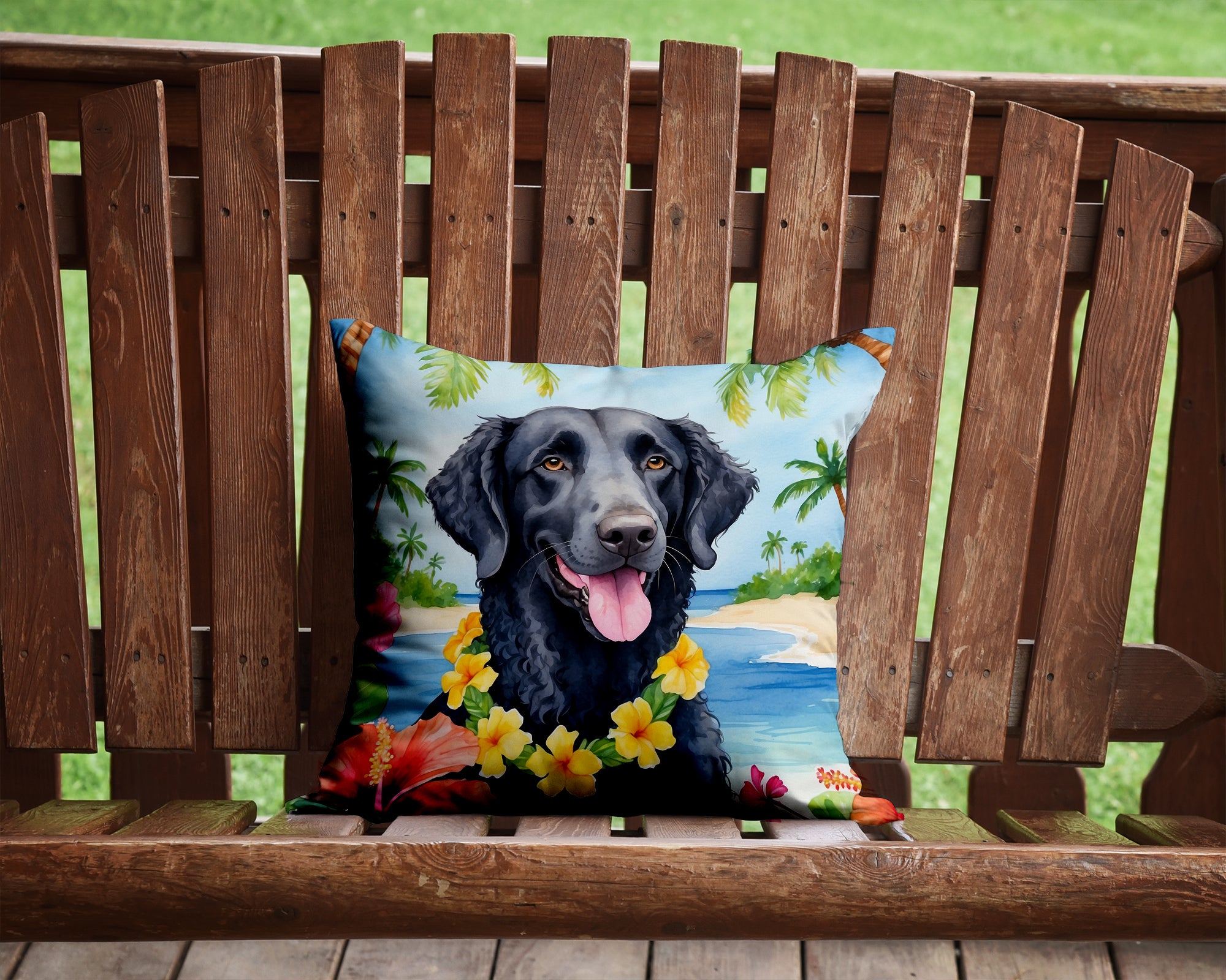 Buy this Curly-Coated Retriever Luau Throw Pillow