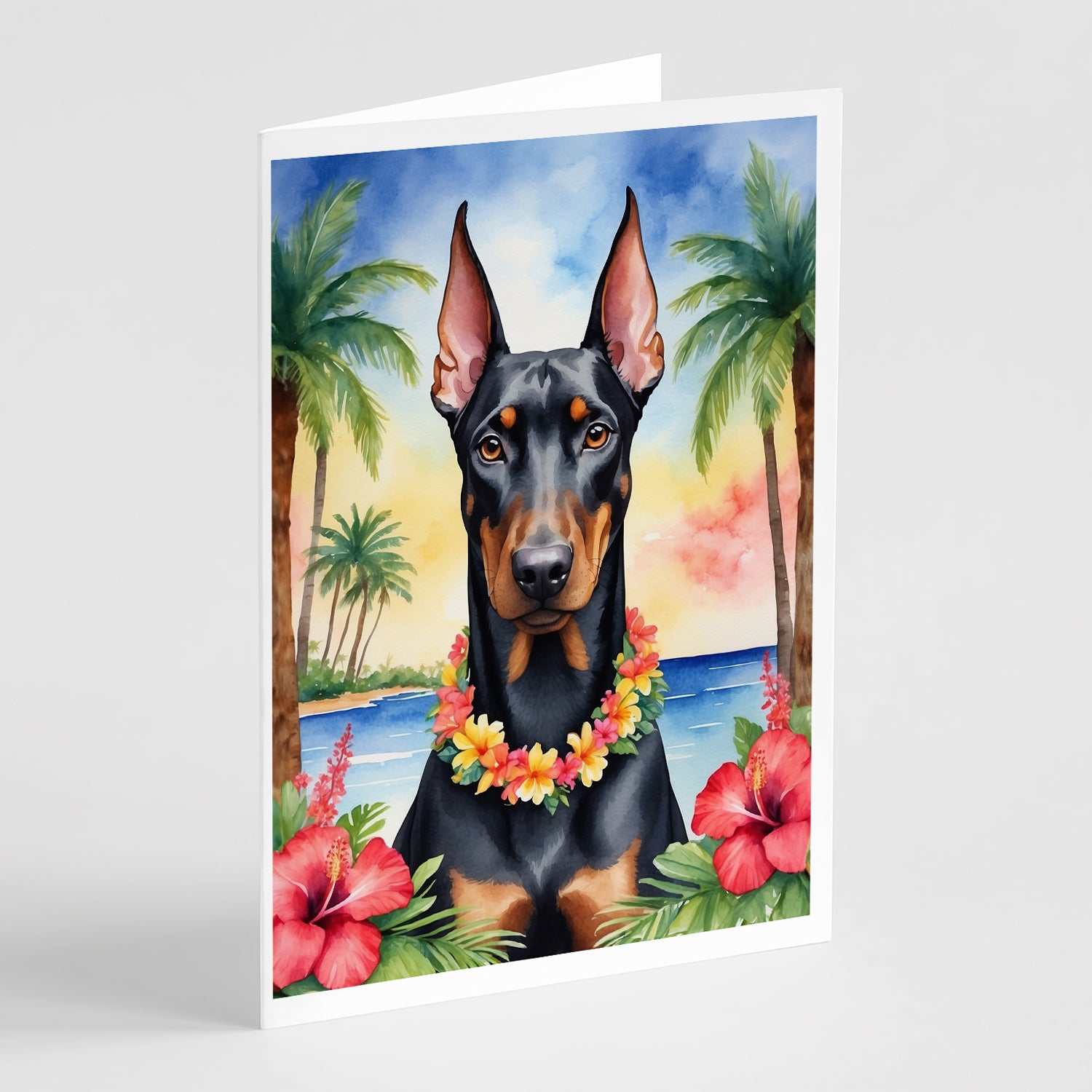 Buy this Doberman Pinscher Luau Greeting Cards Pack of 8