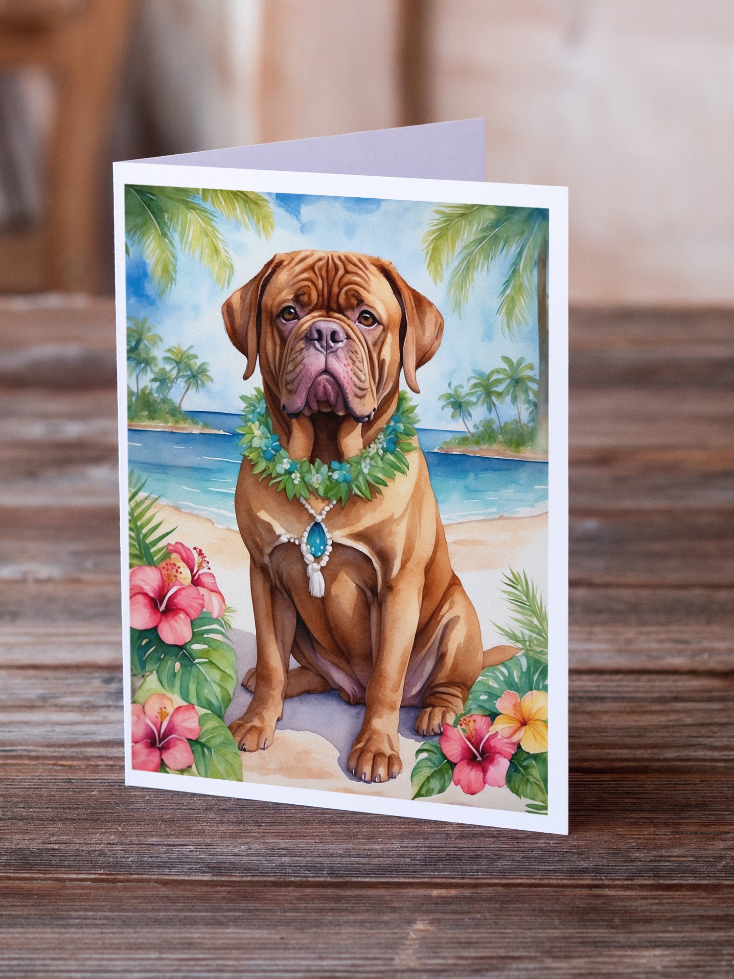 Buy this Dogue de Bordeaux Luau Greeting Cards Pack of 8