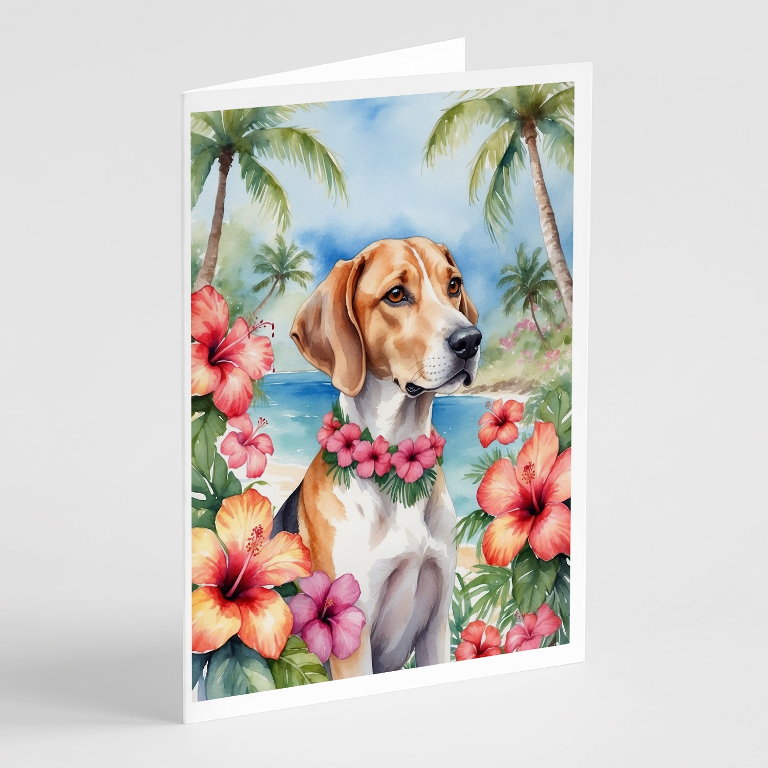 Buy this English Foxhound Luau Greeting Cards Pack of 8