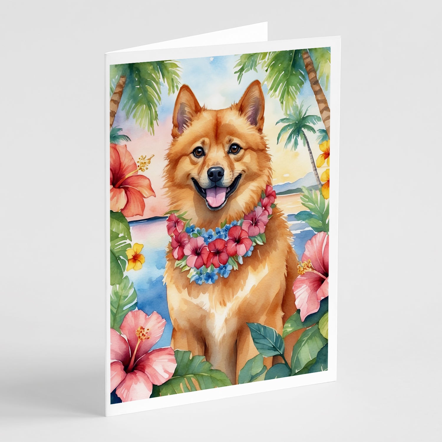 Buy this Finnish Spitz Luau Greeting Cards Pack of 8
