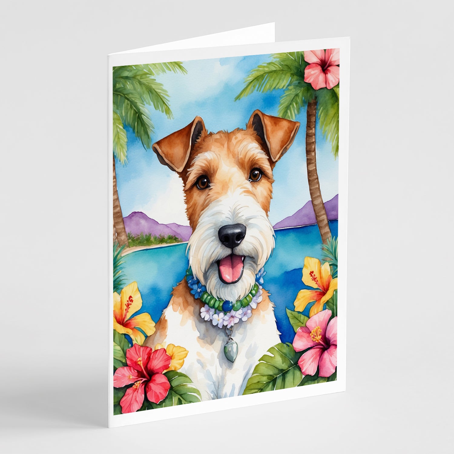 Buy this Fox Terrier Luau Greeting Cards Pack of 8