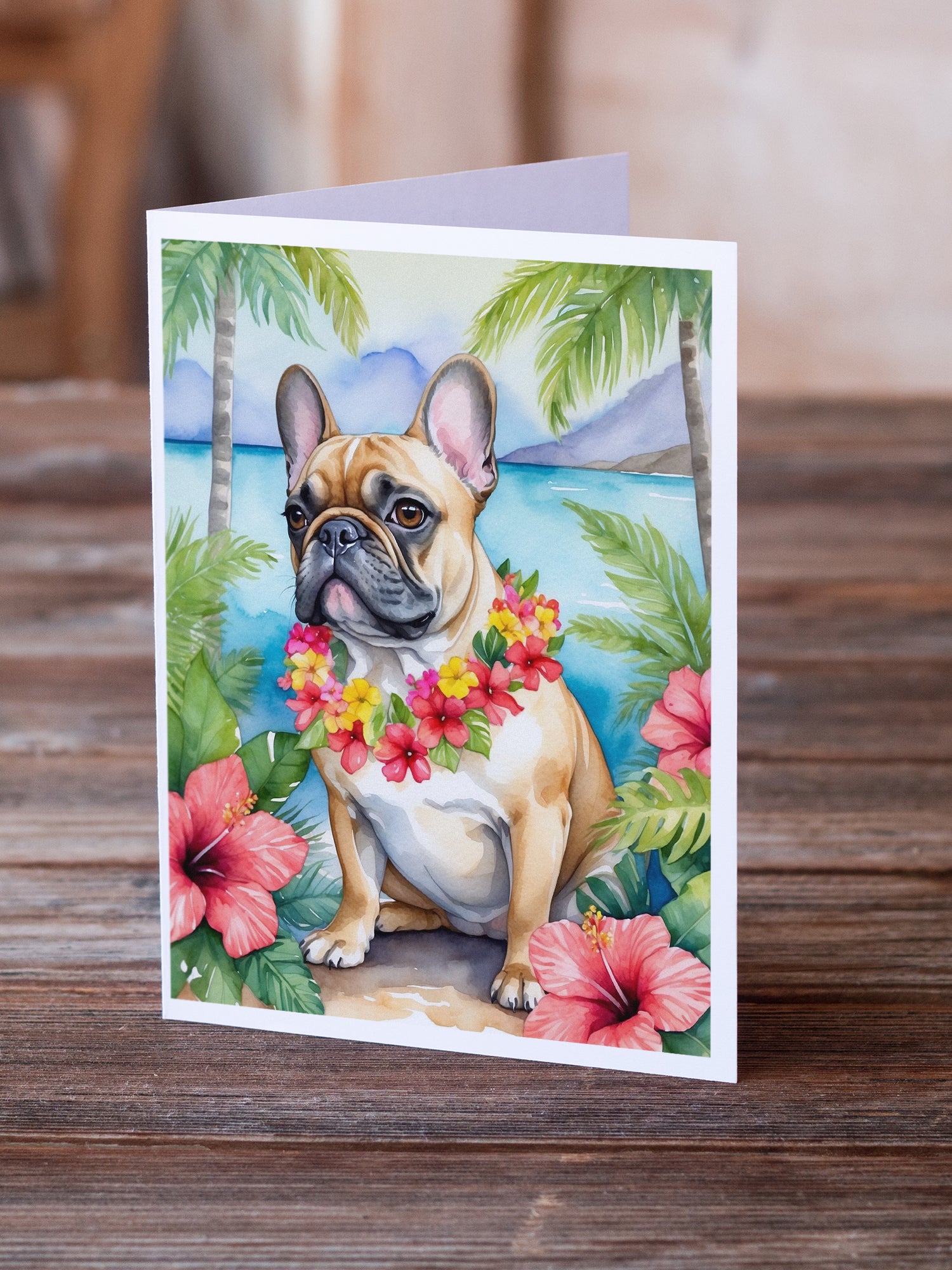 Buy this French Bulldog Luau Greeting Cards Pack of 8